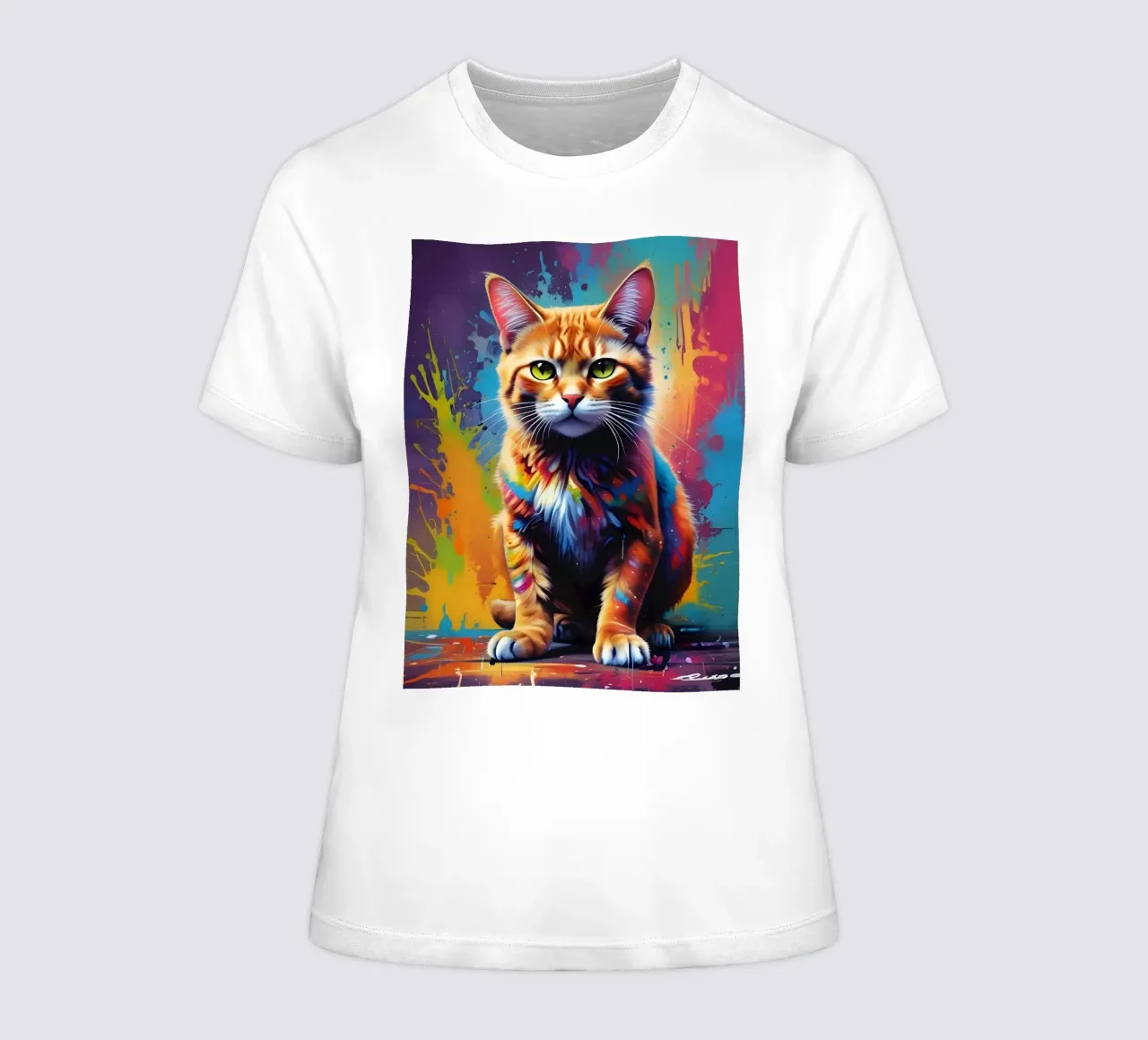 Cat Color Whiskers women's fitted t-shirt by MakArena