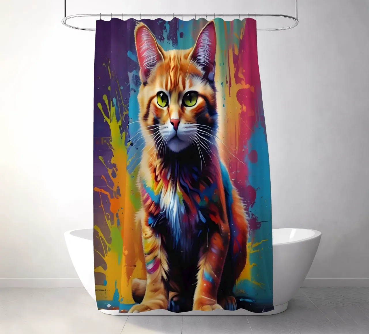 Cat Color Whiskers shower curtain by MakArena