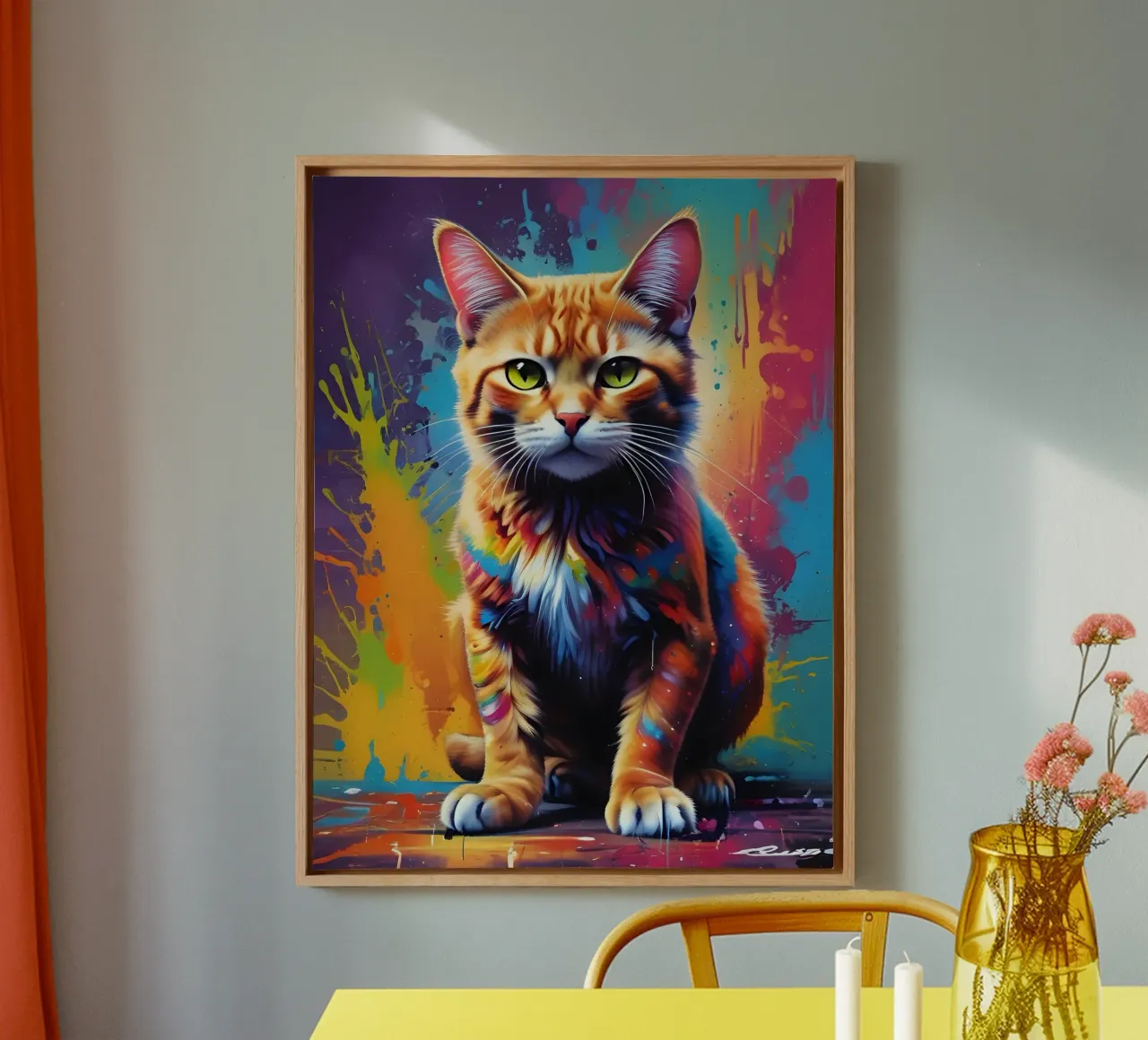 Cat Color Whiskers canvas with Floater frame by MakArena