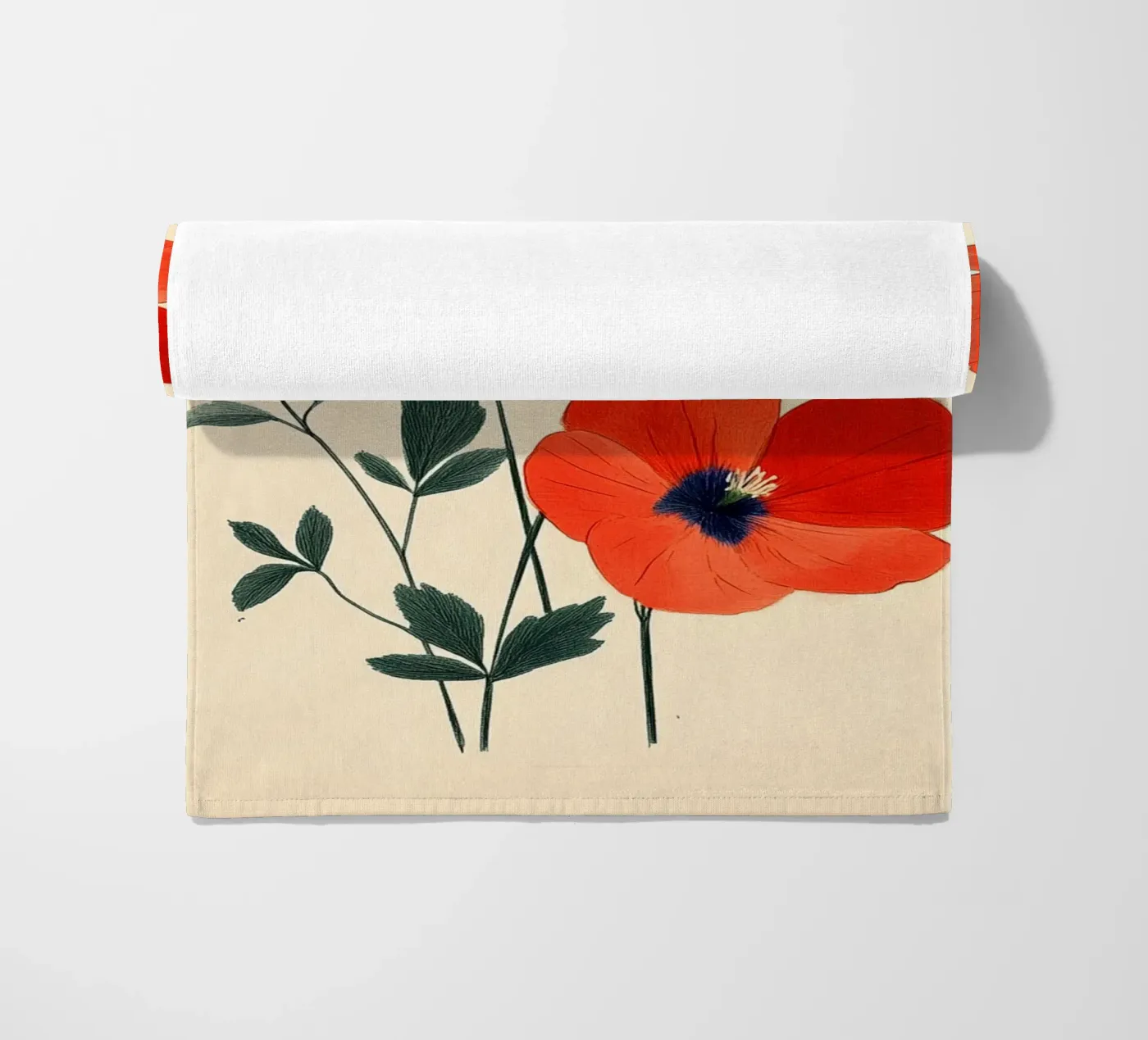 Poppies beach towel by Curious Canvas