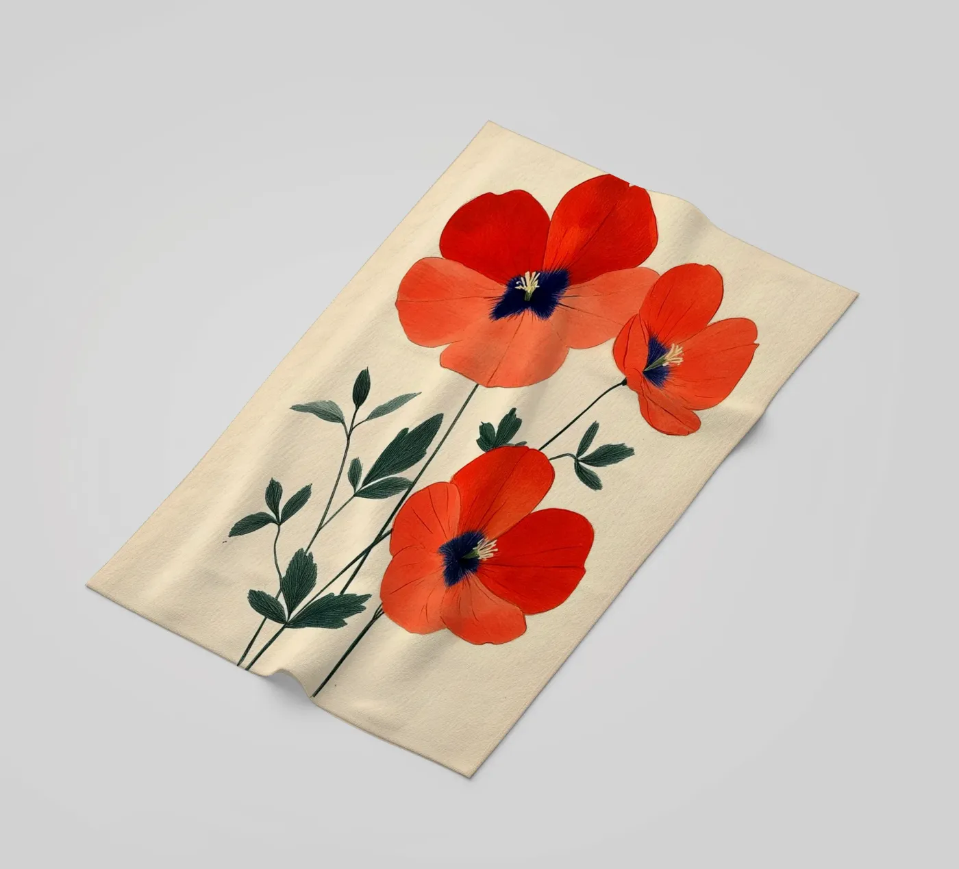 Poppies beach towel by Curious Canvas
