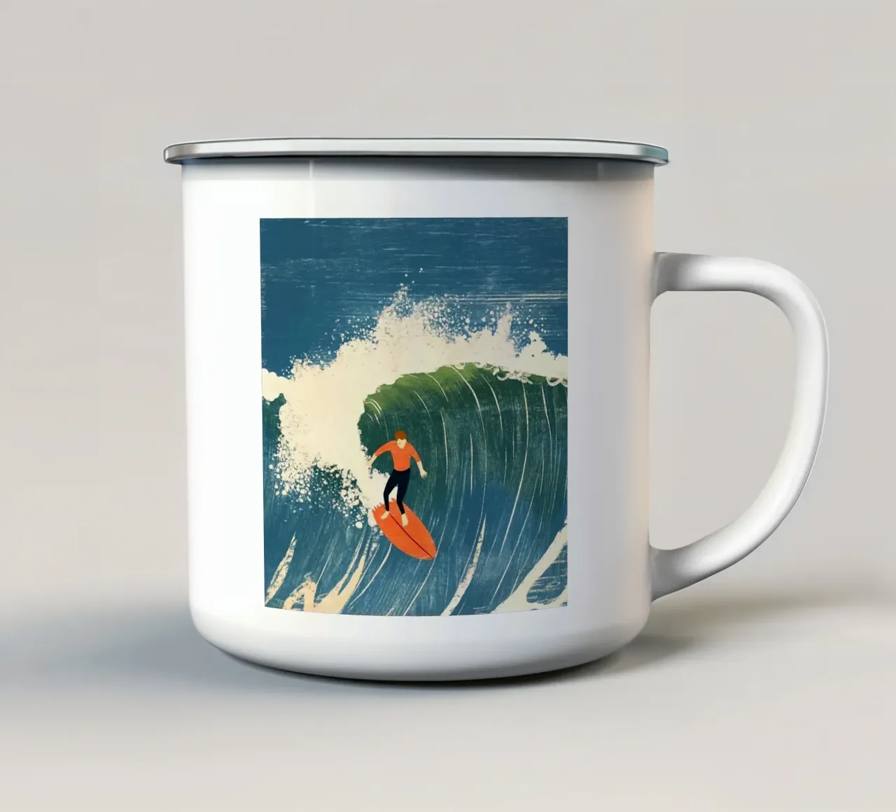 Surfista tazza in smalto da Curious Canvas