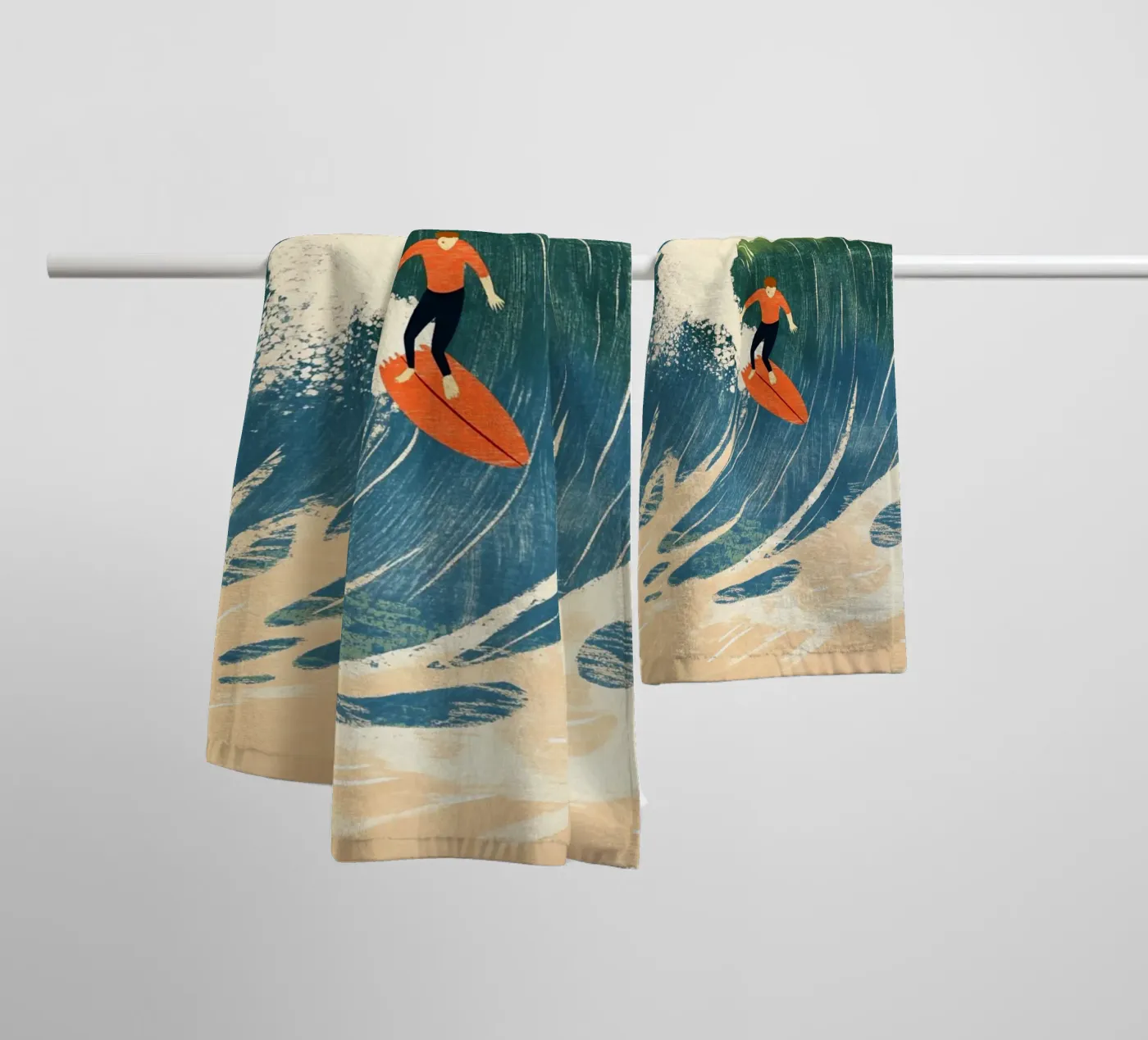 Surfer badhanddoek van Curious Canvas