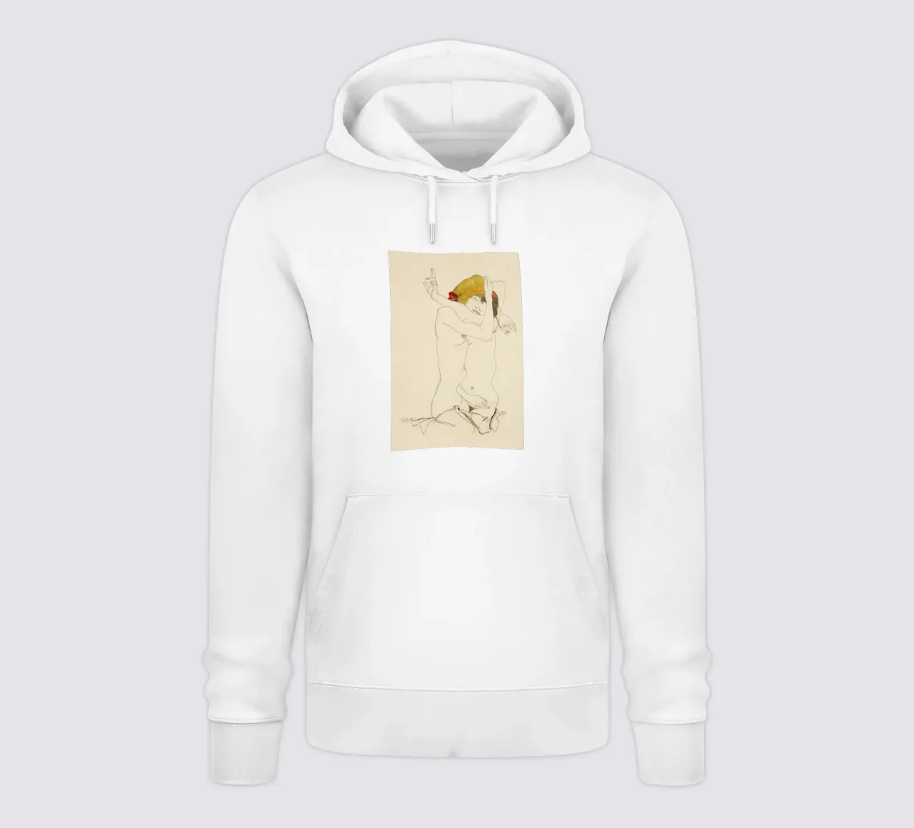 Egon Schiele - Due donne abbracciate (1913) felpa con cappuccio da Wirla