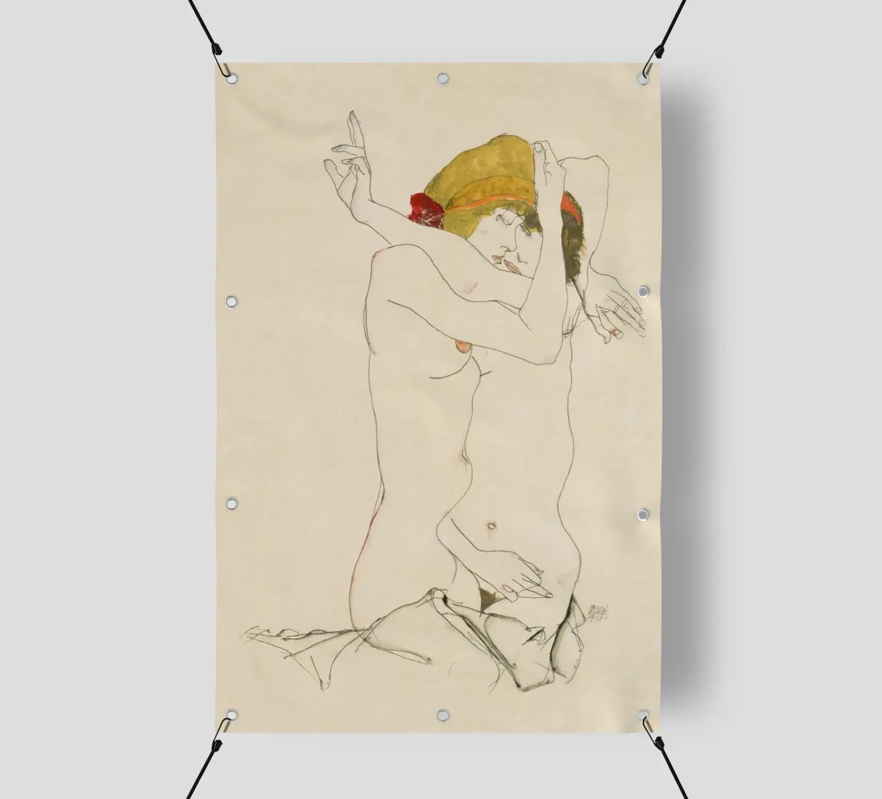 Egon Schiele - Due donne abbracciate (1913) telo in pvc da Wirla