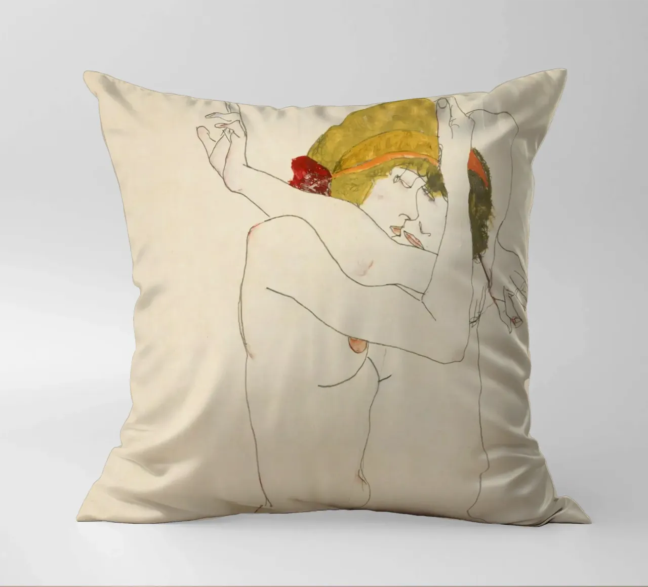 Egon Schiele - Due donne abbracciate (1913) cuscino da Wirla