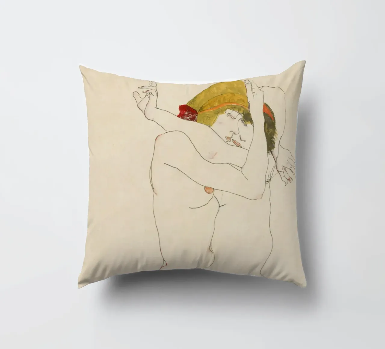 Egon Schiele - Due donne abbracciate (1913) cuscino da Wirla