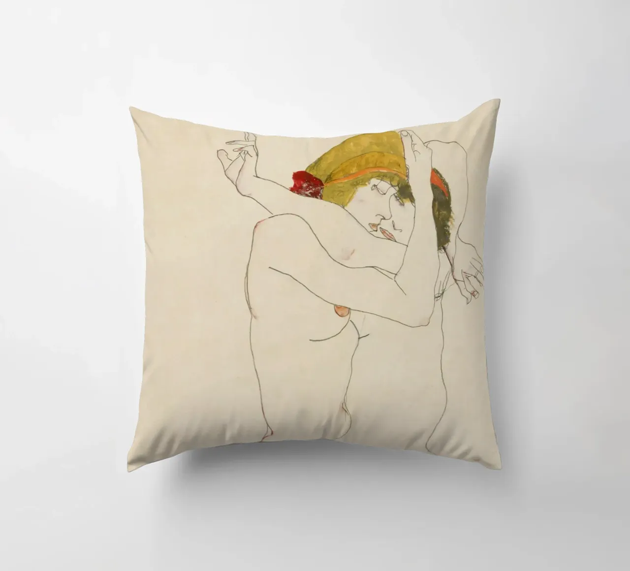Egon Schiele - Due donne abbracciate (1913) cuscino da Wirla