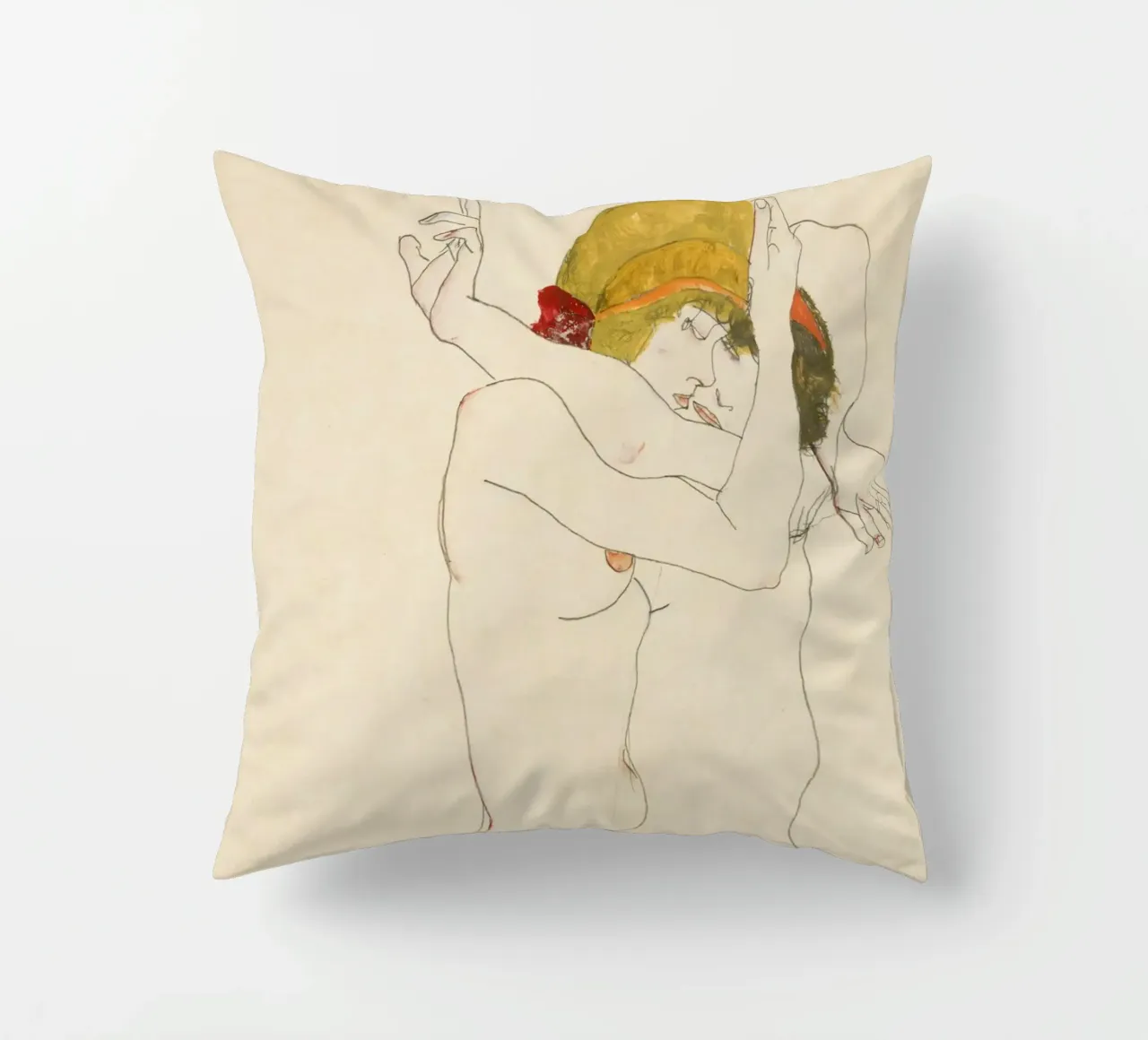Egon Schiele - Due donne abbracciate (1913) cuscino da Wirla