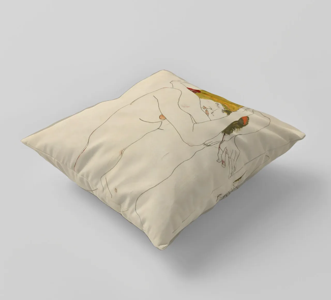 Egon Schiele - Due donne abbracciate (1913) cuscino da Wirla