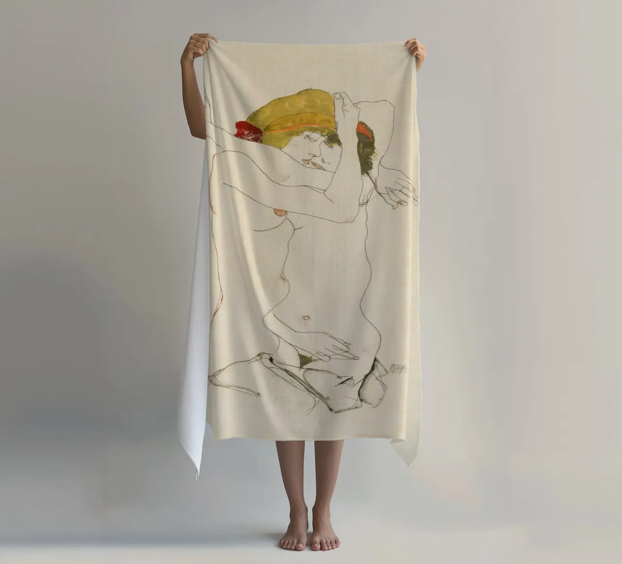 Egon Schiele - Due donne abbracciate (1913) telo mare da Wirla