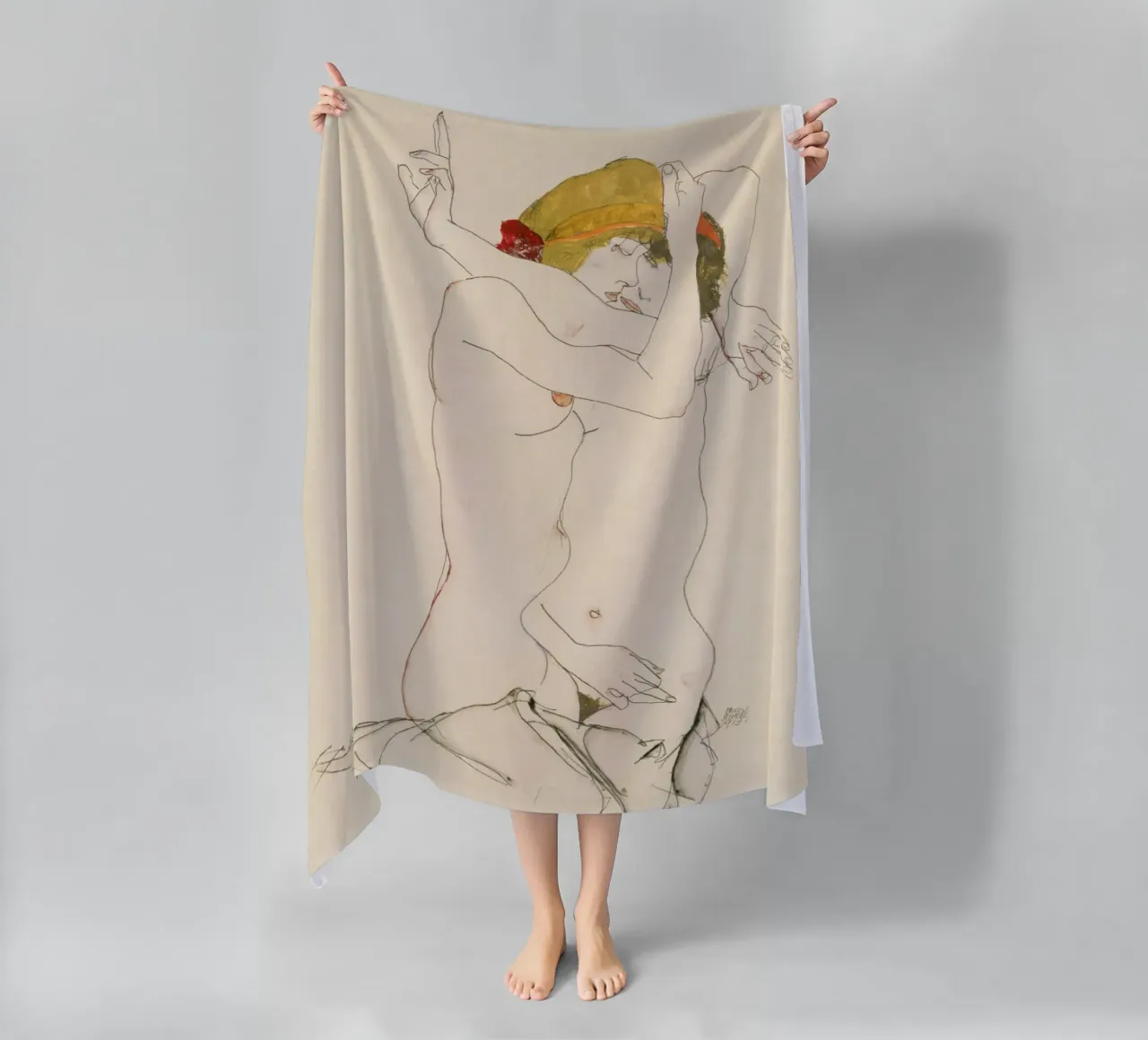 Egon Schiele - Due donne abbracciate (1913) telo mare da Wirla