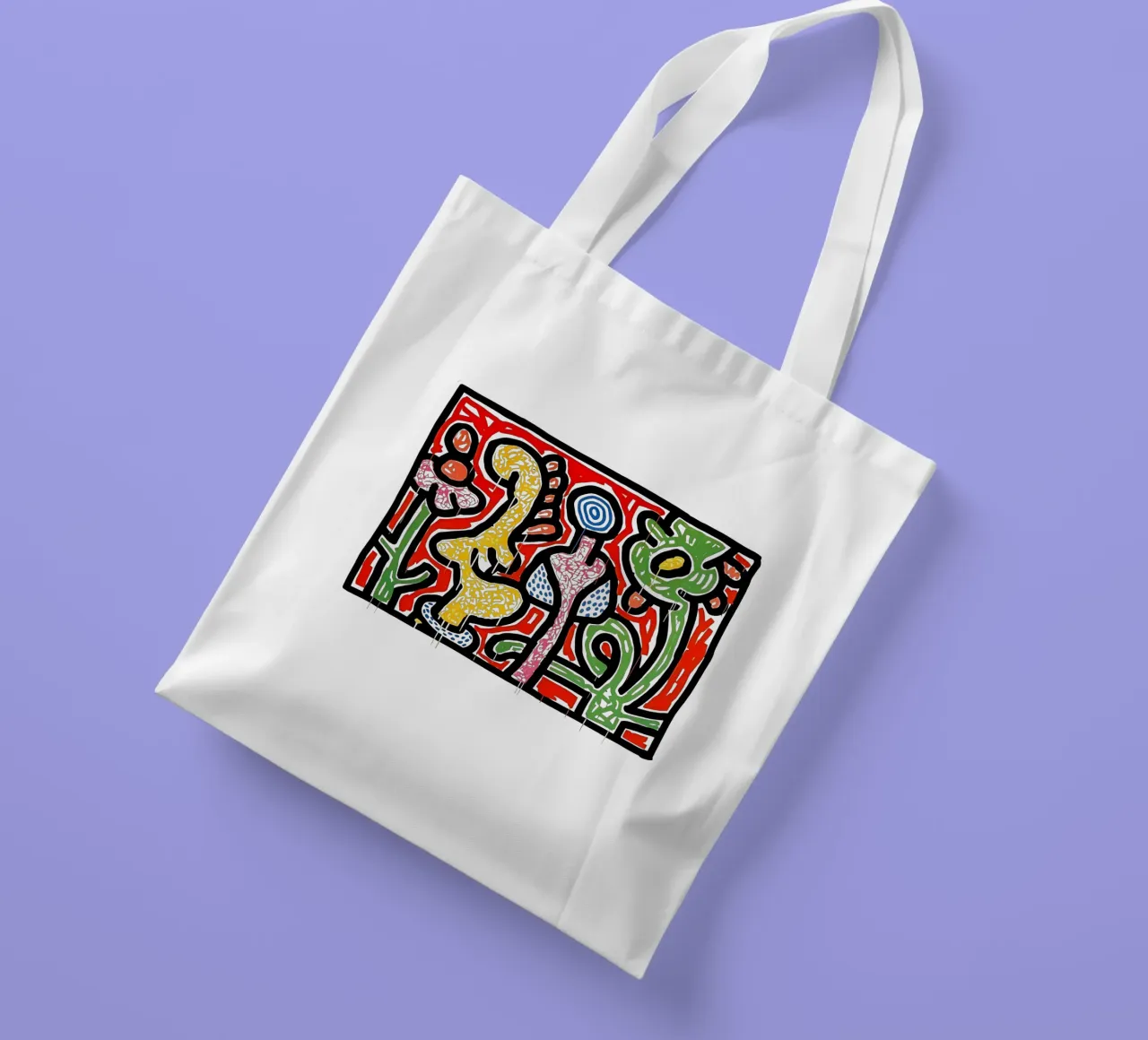 Fiori IV di Keith Haring borsa in juta da tokovictory