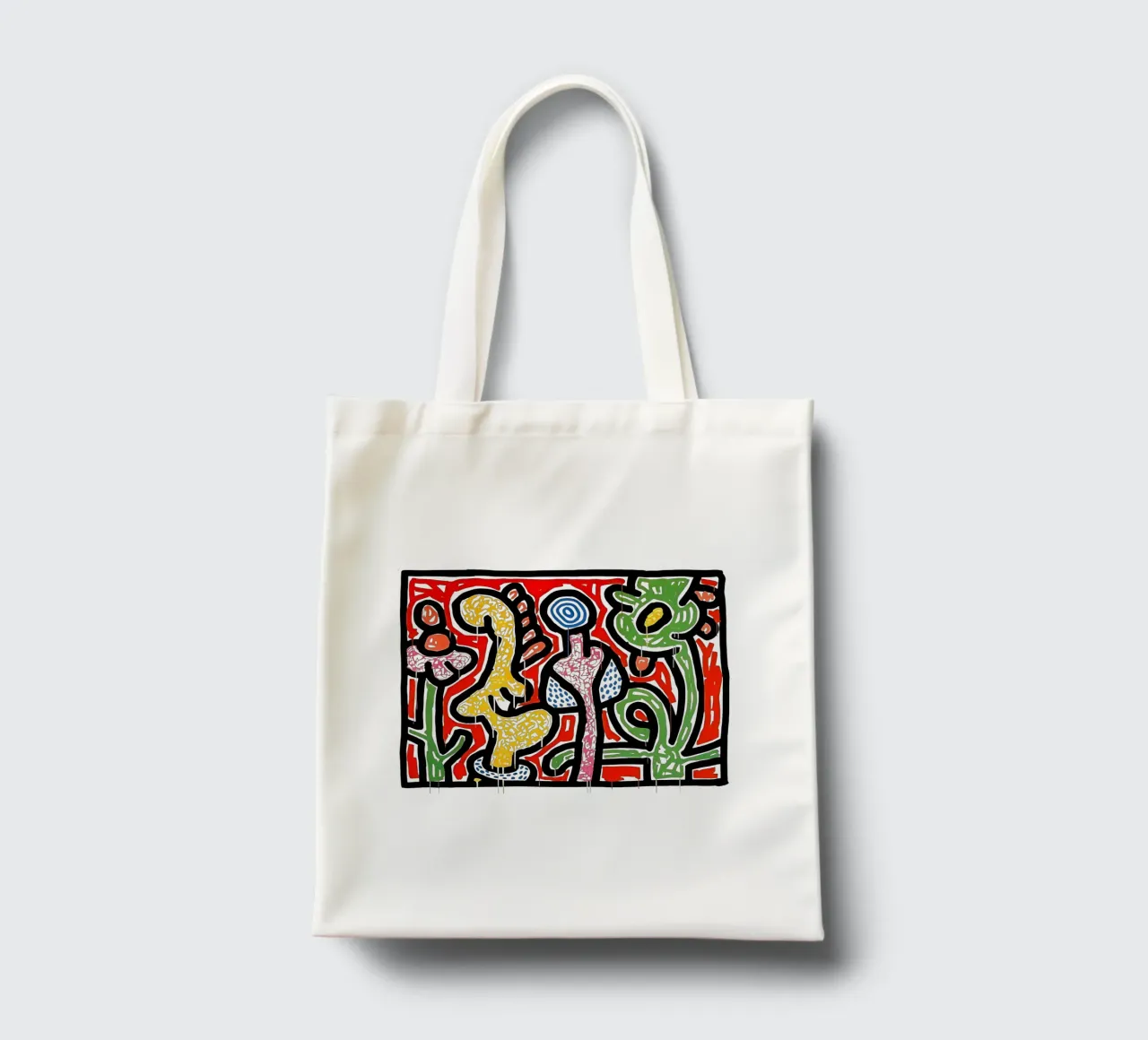 Fiori IV di Keith Haring borsa in juta da tokovictory