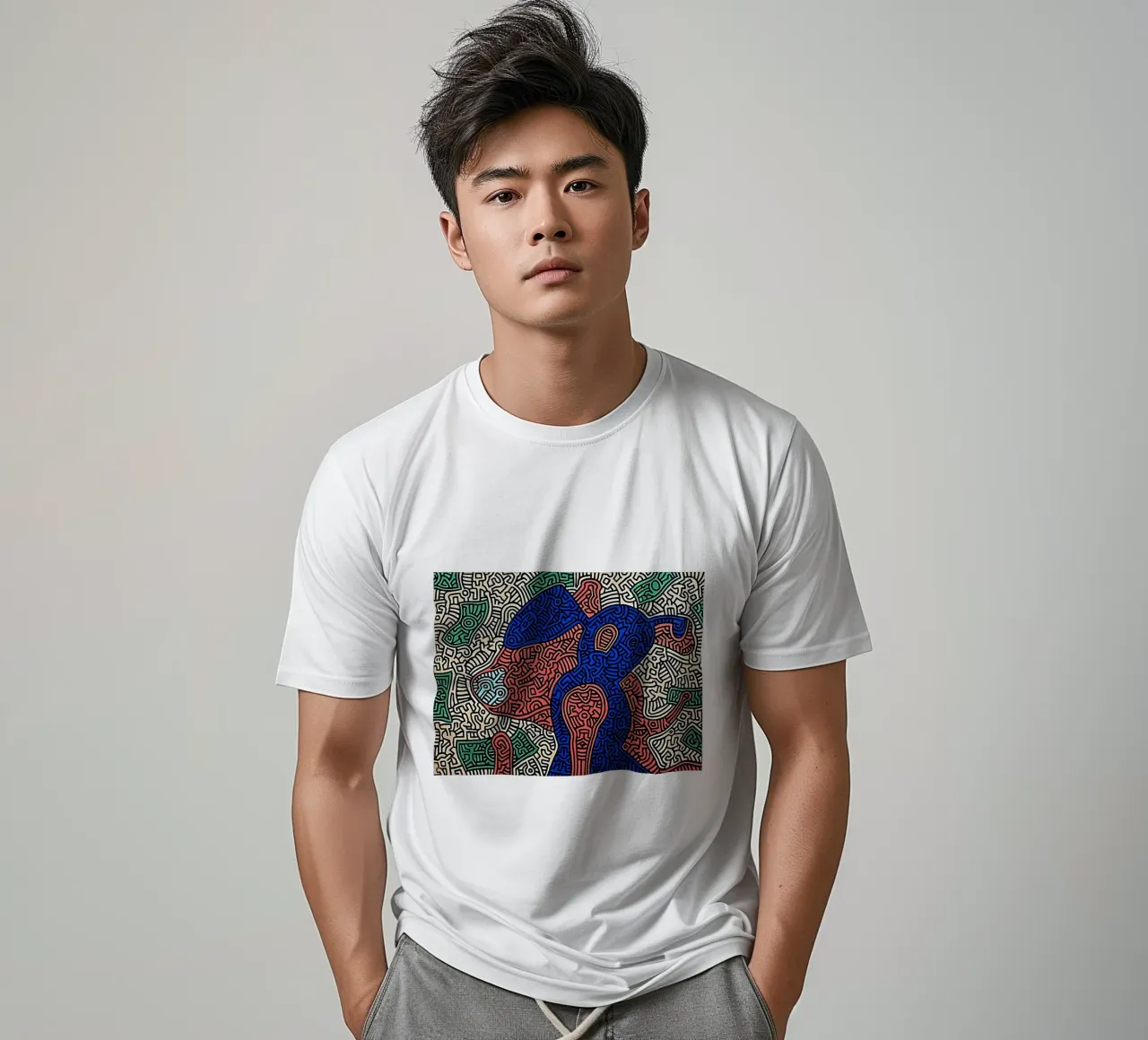 Piglet va de compras por Keith Haring camiseta de tokovictory