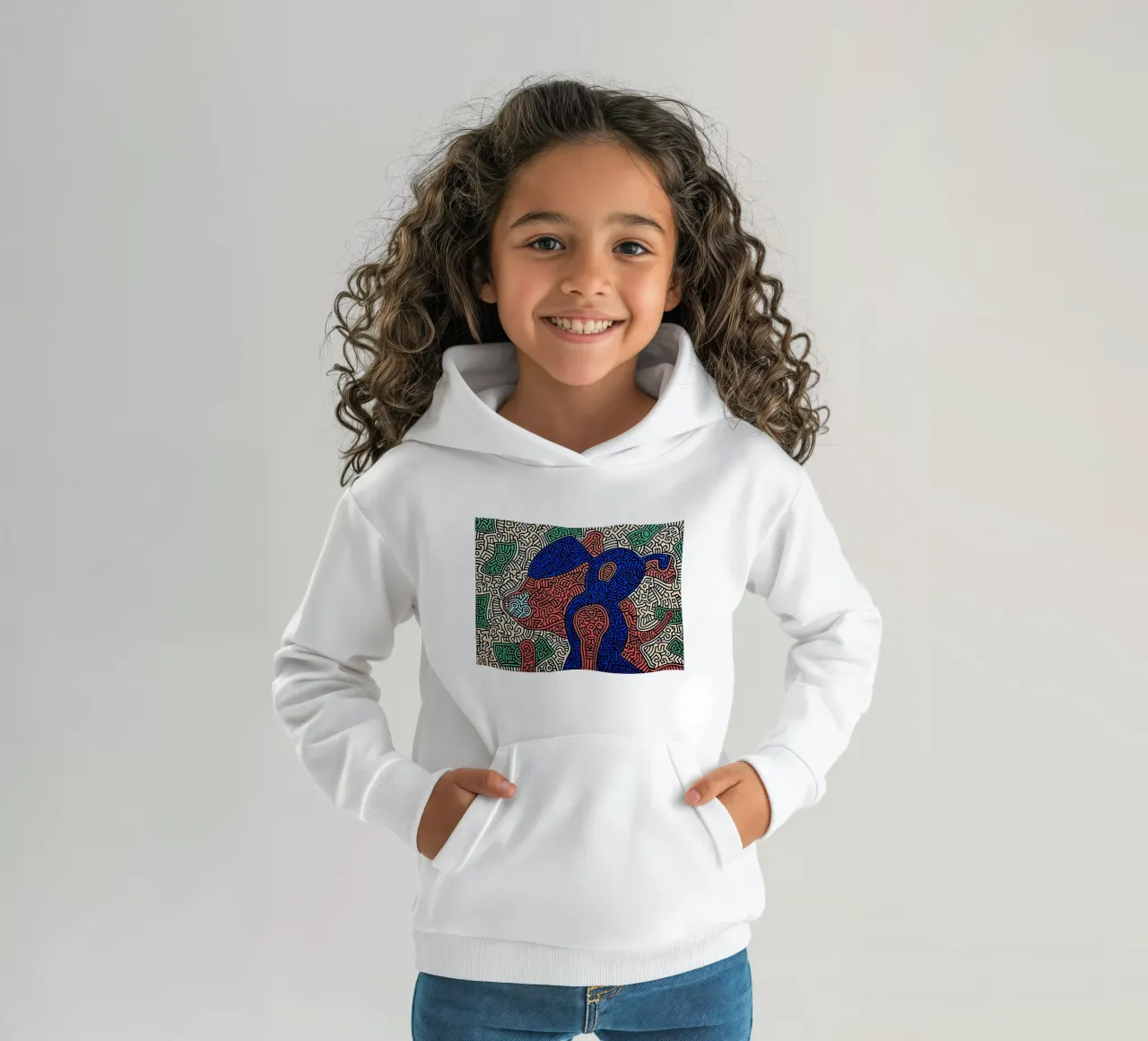 Piglet va de compras por Keith Haring sudadera con capucha para niño de tokovictory