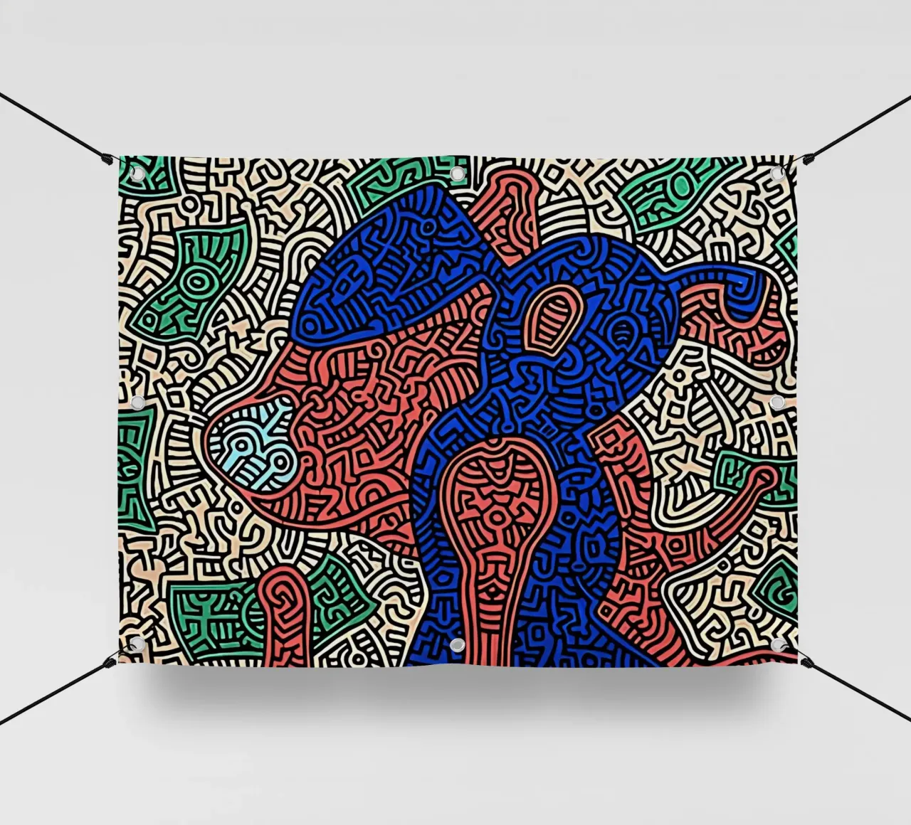 Il maialino va a fare shopping di Keith Haring telo in pvc da tokovictory