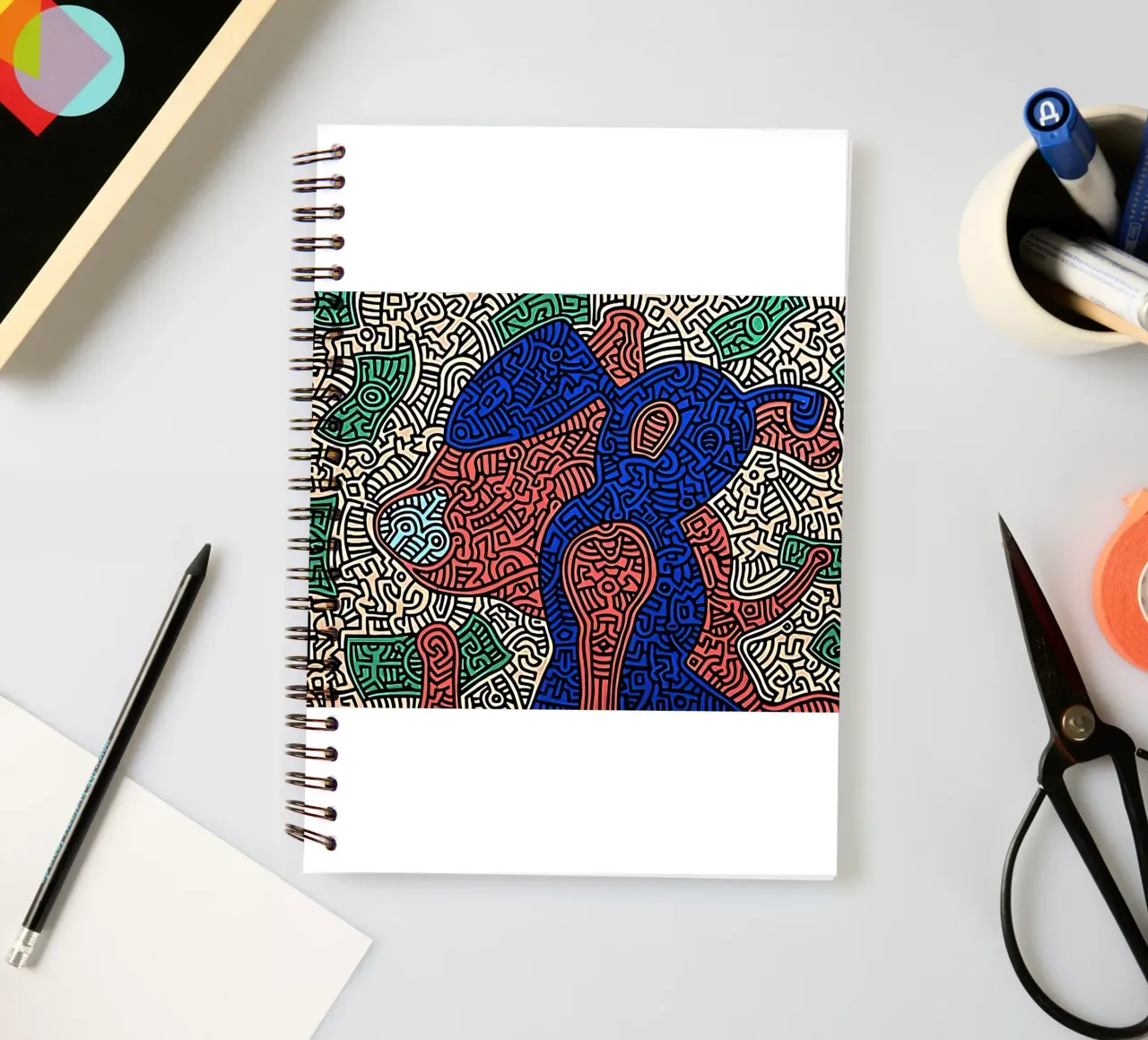Piglet va de compras por Keith Haring cuaderno de espiral de tokovictory