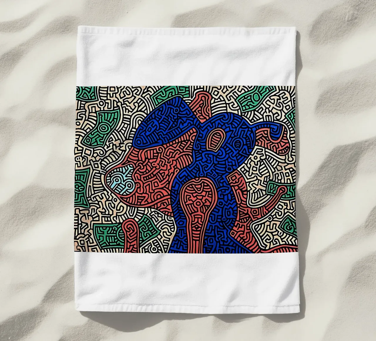 Piglet va de compras por Keith Haring toalla de playa de tokovictory