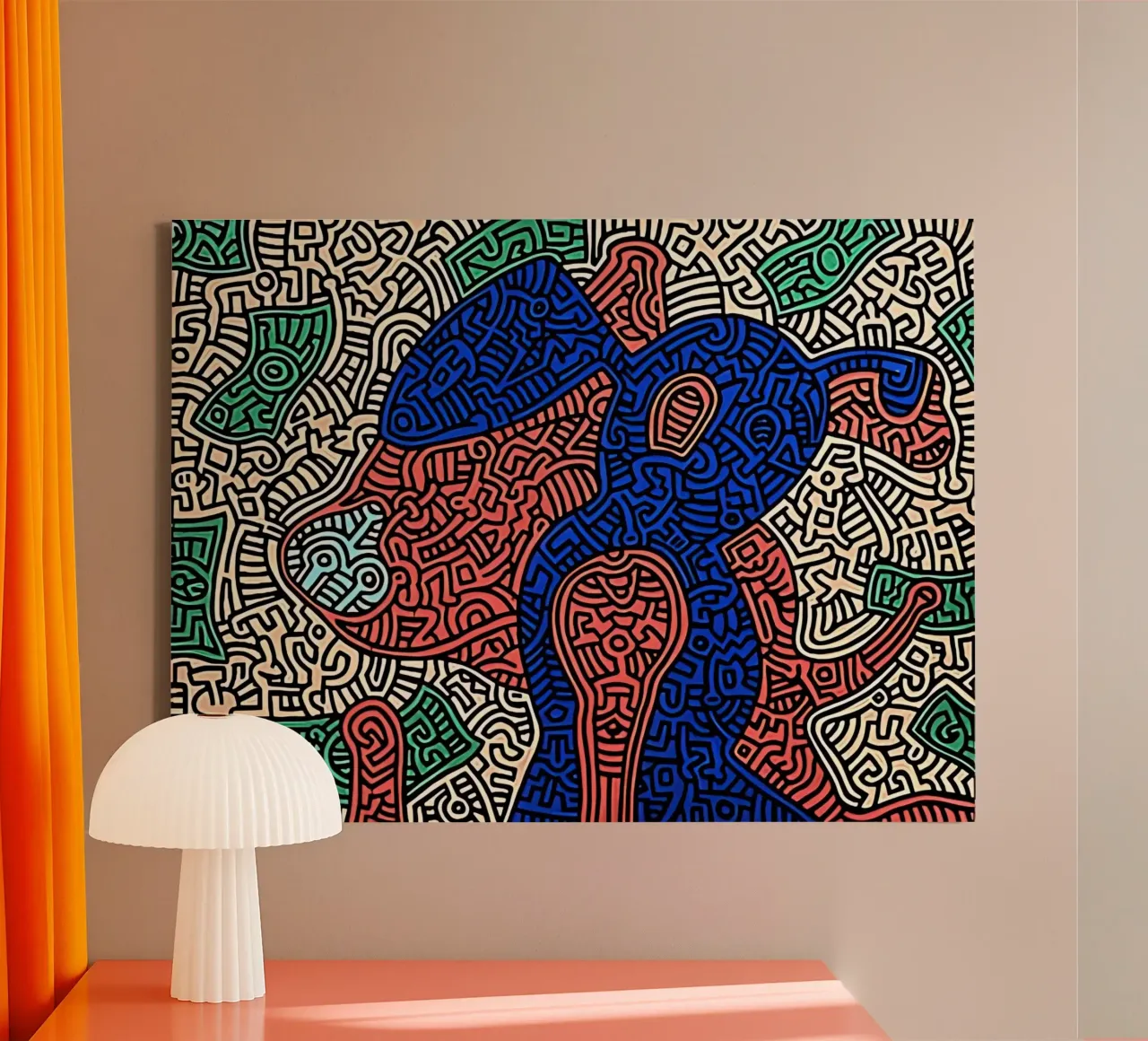 Piglet va de compras por Keith Haring lienzo de tokovictory