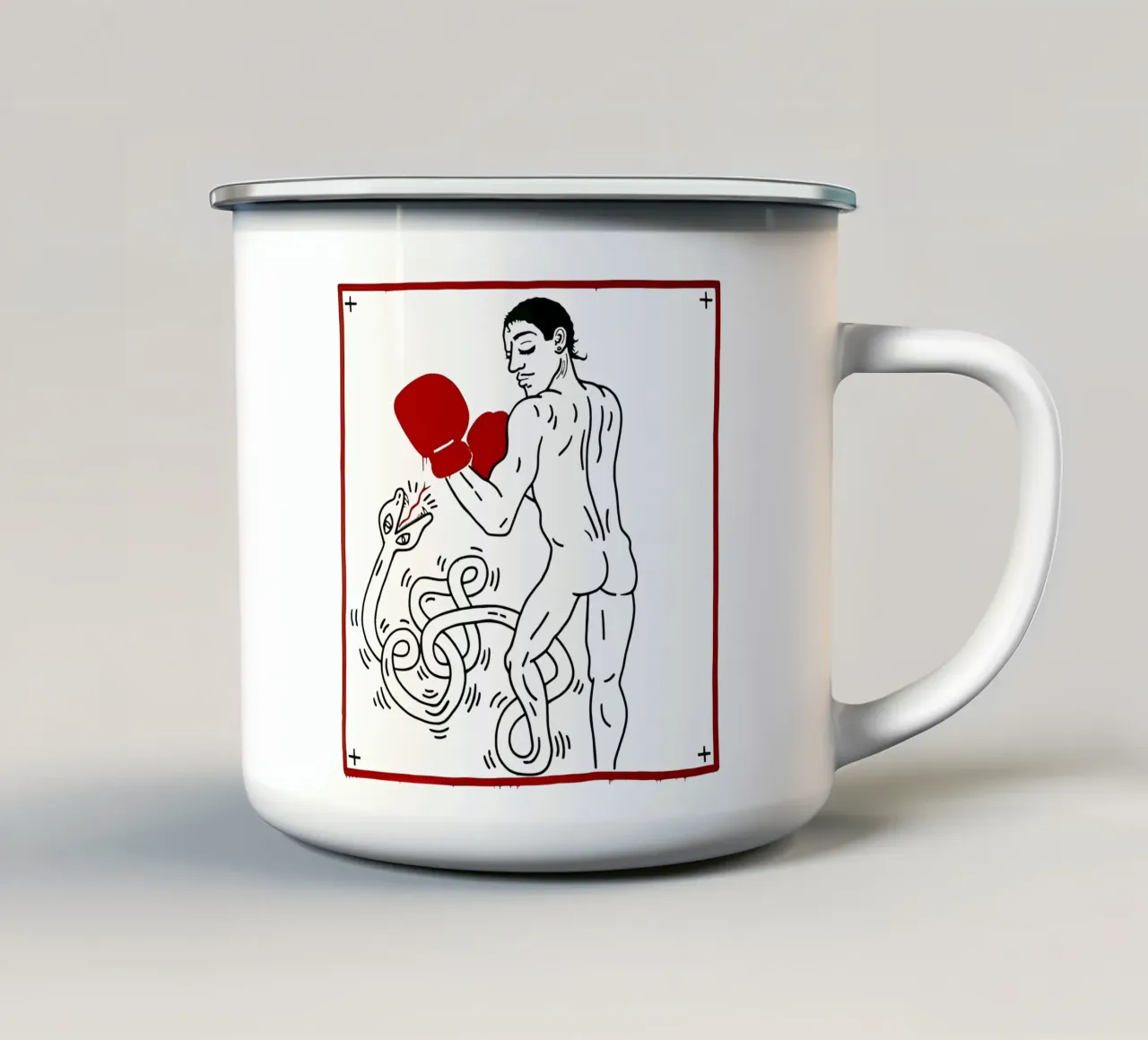Ritratto di Macho Camacho di Keith Haring tazza in smalto da tokovictory