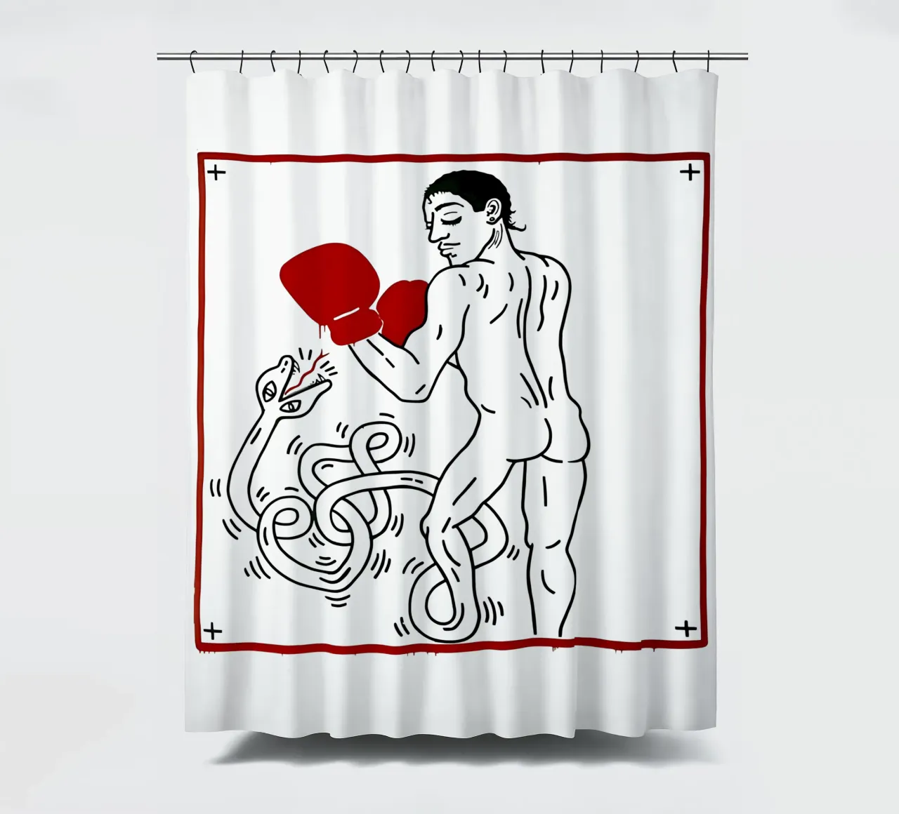 Ritratto di Macho Camacho di Keith Haring tenda da doccia da tokovictory