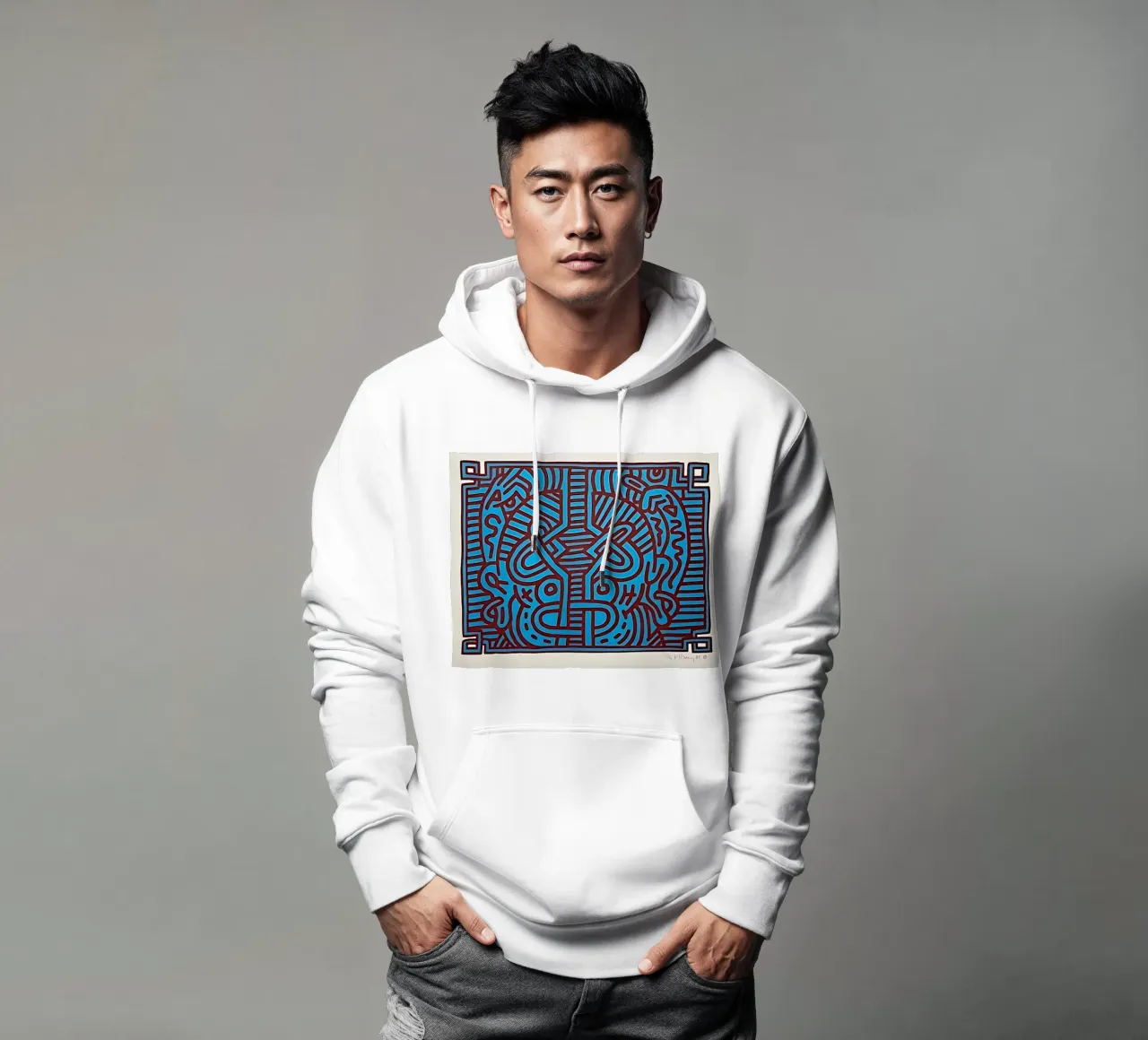 Buddha di cioccolato 1 di Keith Haring felpa con cappuccio da tokovictory