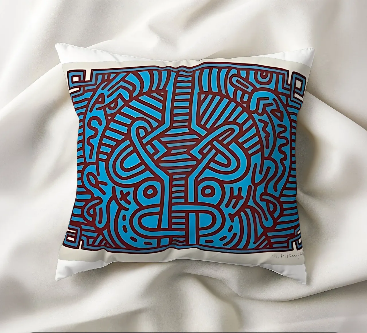 Buddha di cioccolato 1 di Keith Haring cuscino da tokovictory