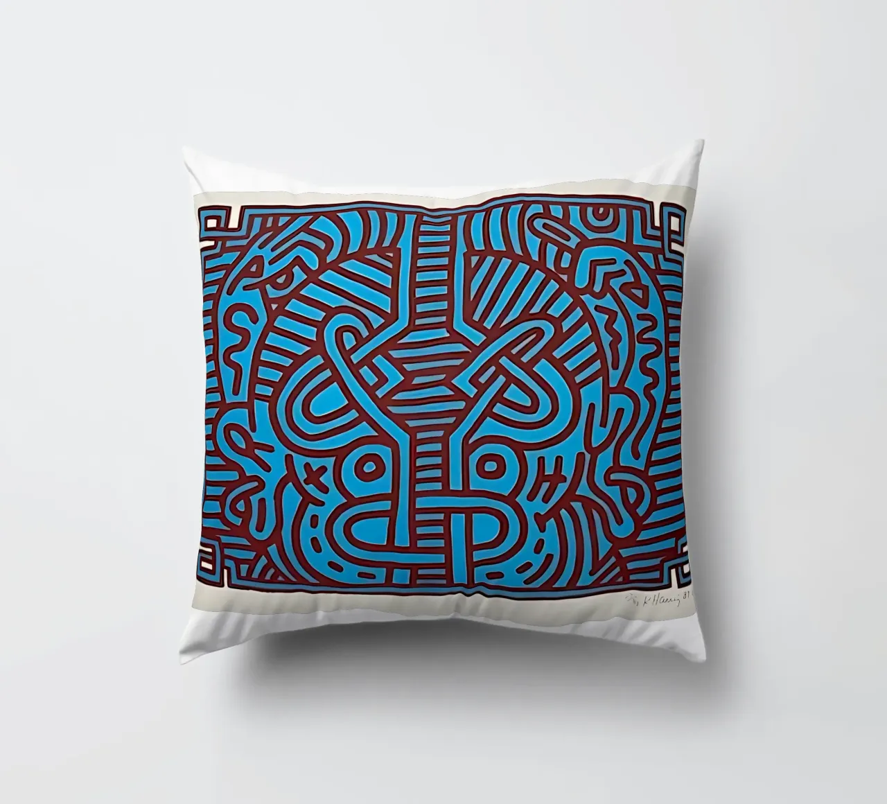 Buddha di cioccolato 1 di Keith Haring cuscino da tokovictory