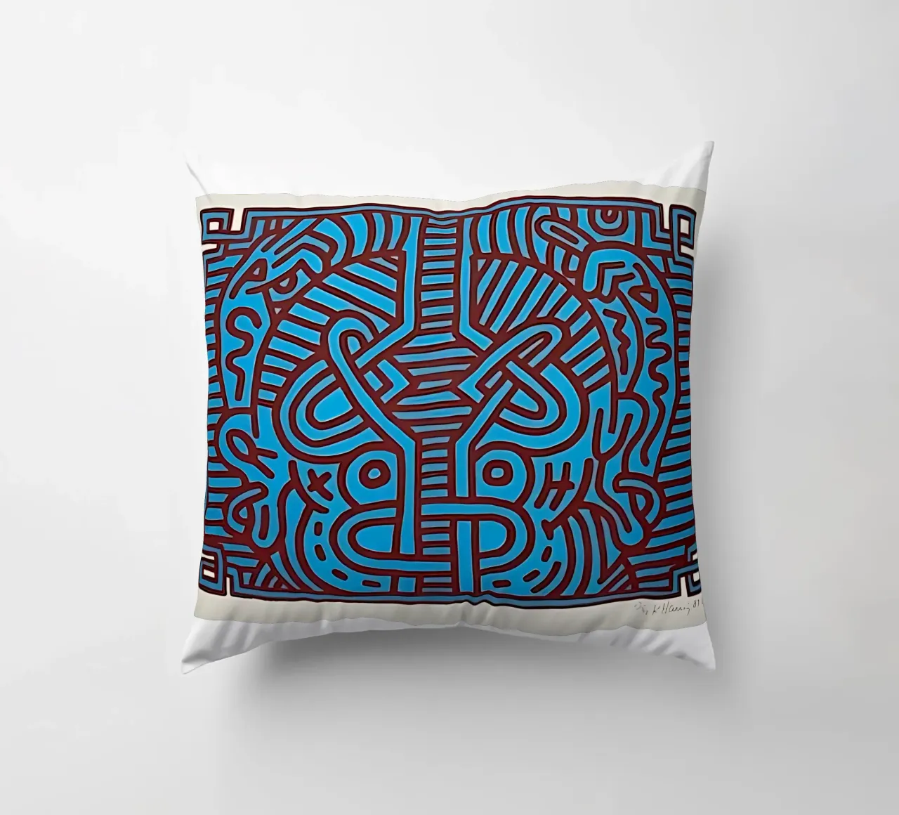 Buddha di cioccolato 1 di Keith Haring cuscino da tokovictory