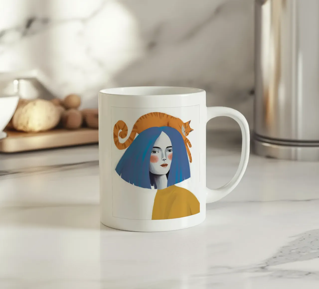 Corona di gatti stravaganti tazza in ceramica da Aether Brush