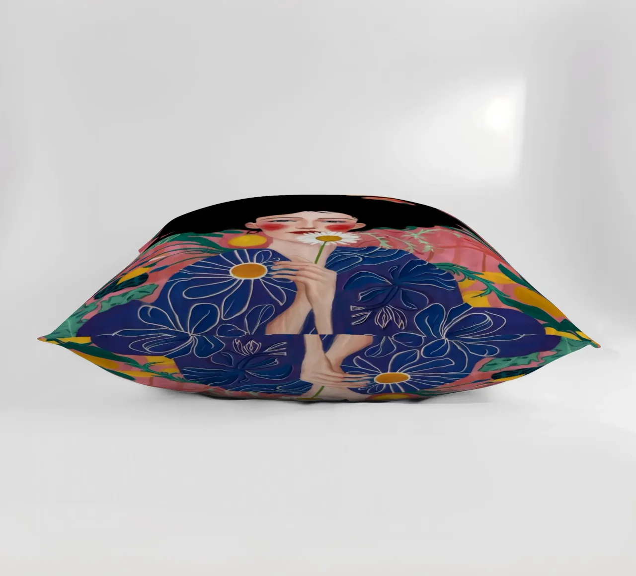 Psychedelic Flower Symphony decorative cushion by Aether Brush