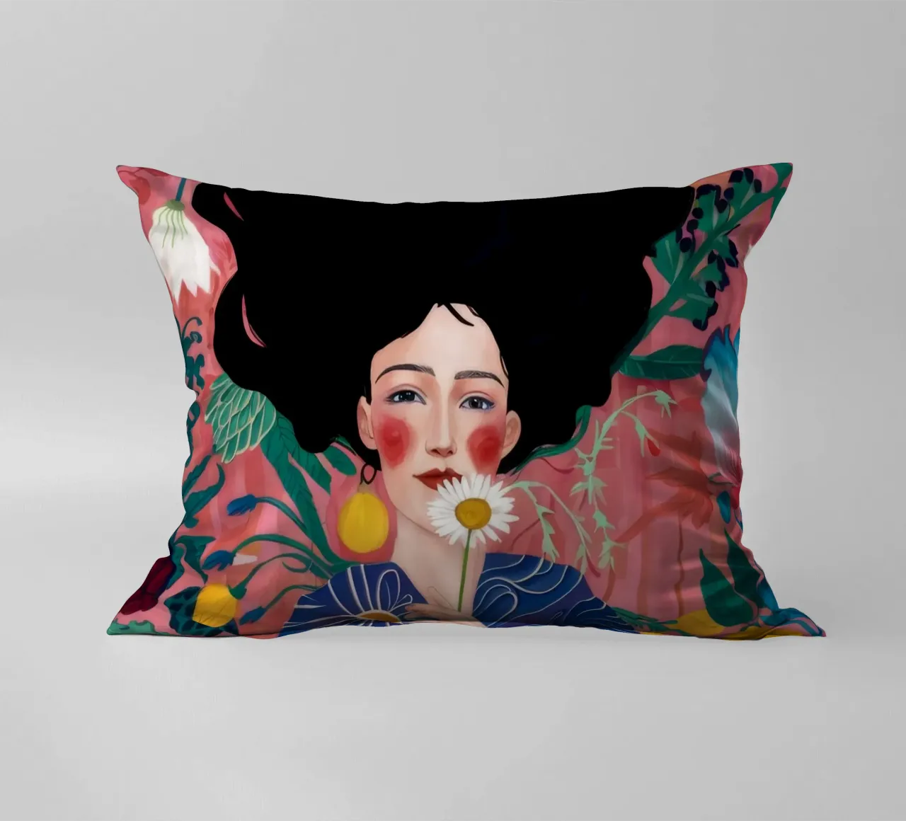Psychedelic Flower Symphony decorative cushion by Aether Brush
