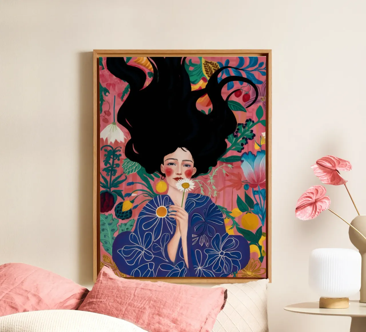 Psychedelische bloemsymfonie canvas van Aether Brush