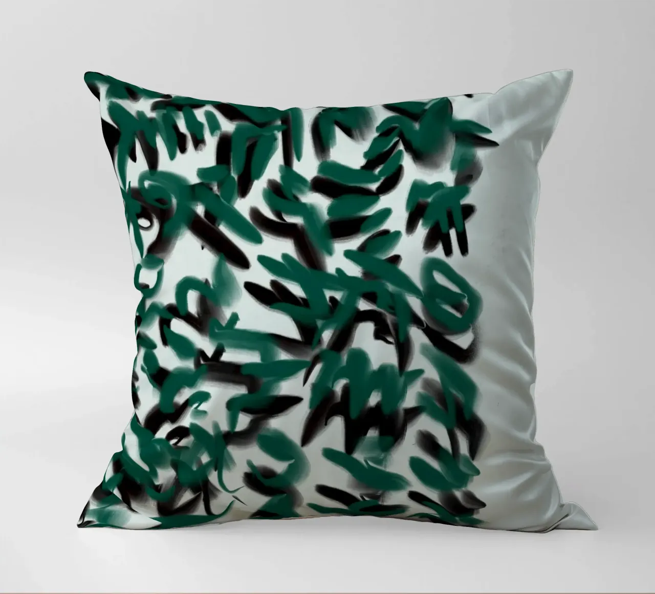 Pennellate astratte in verde cuscino da Little Dean