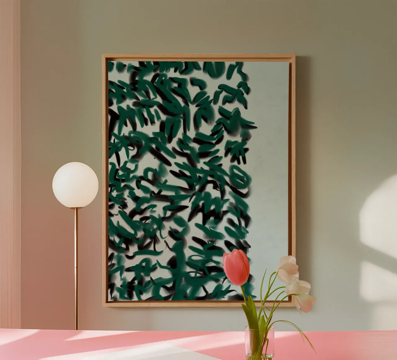 Coups de pinceau abstraits en vert toile de Little Dean