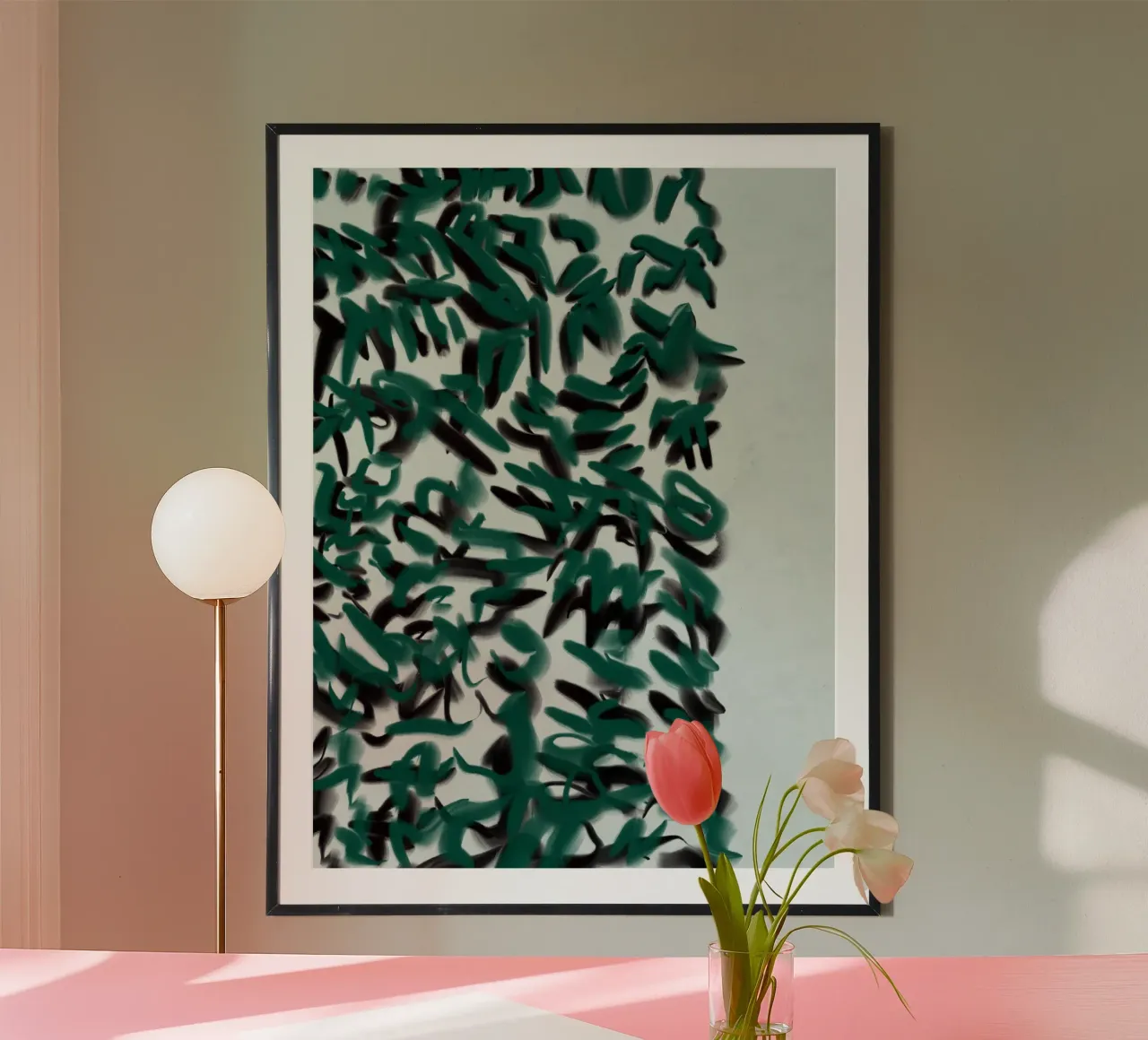 Pennellate astratte in verde poster da Little Dean