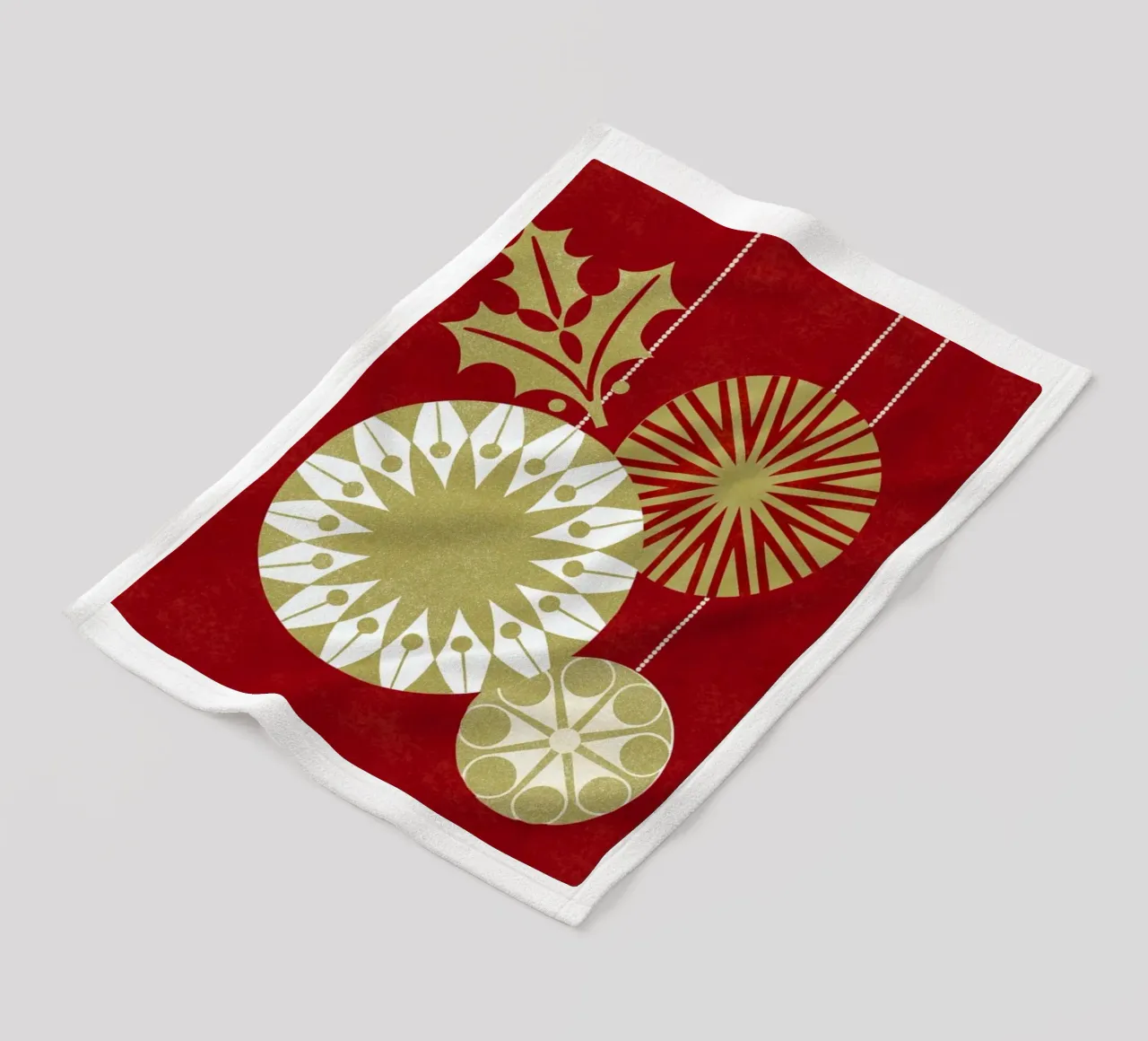Golden Baubles fleece blanket by Catherine Aguilar