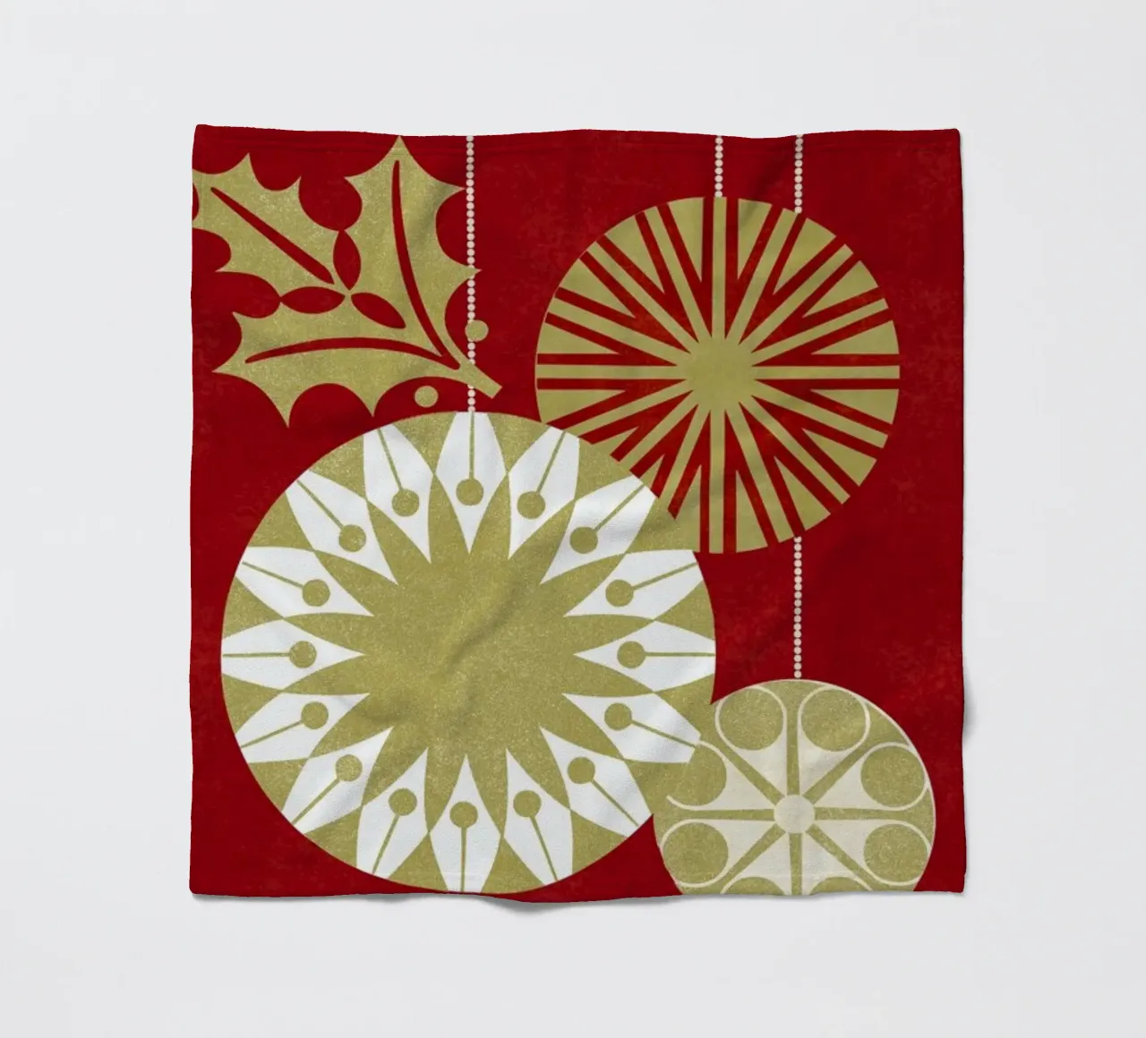 Golden Baubles fleece blanket by Catherine Aguilar