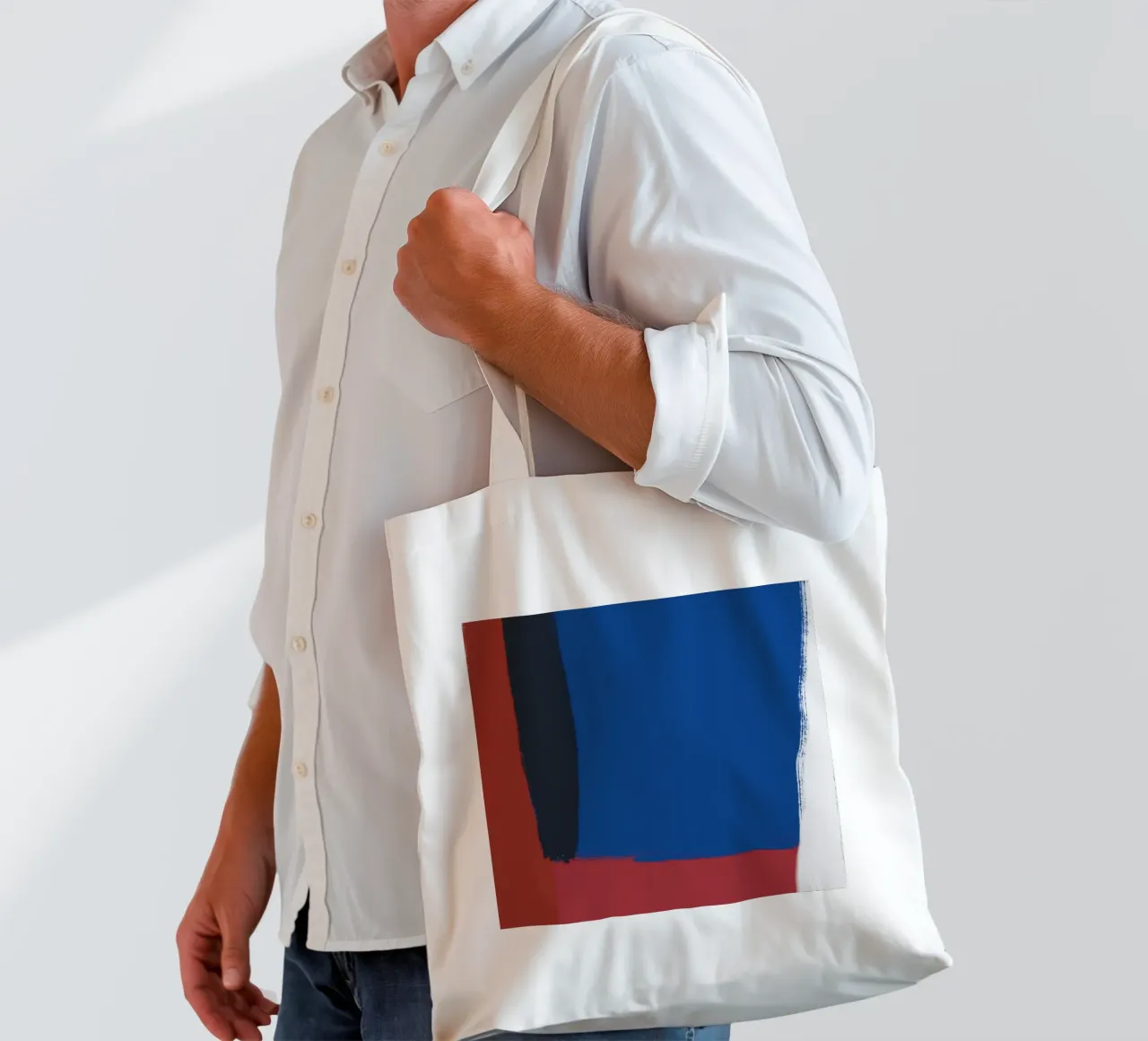 Abstract color block composition tote bag by Little Dean