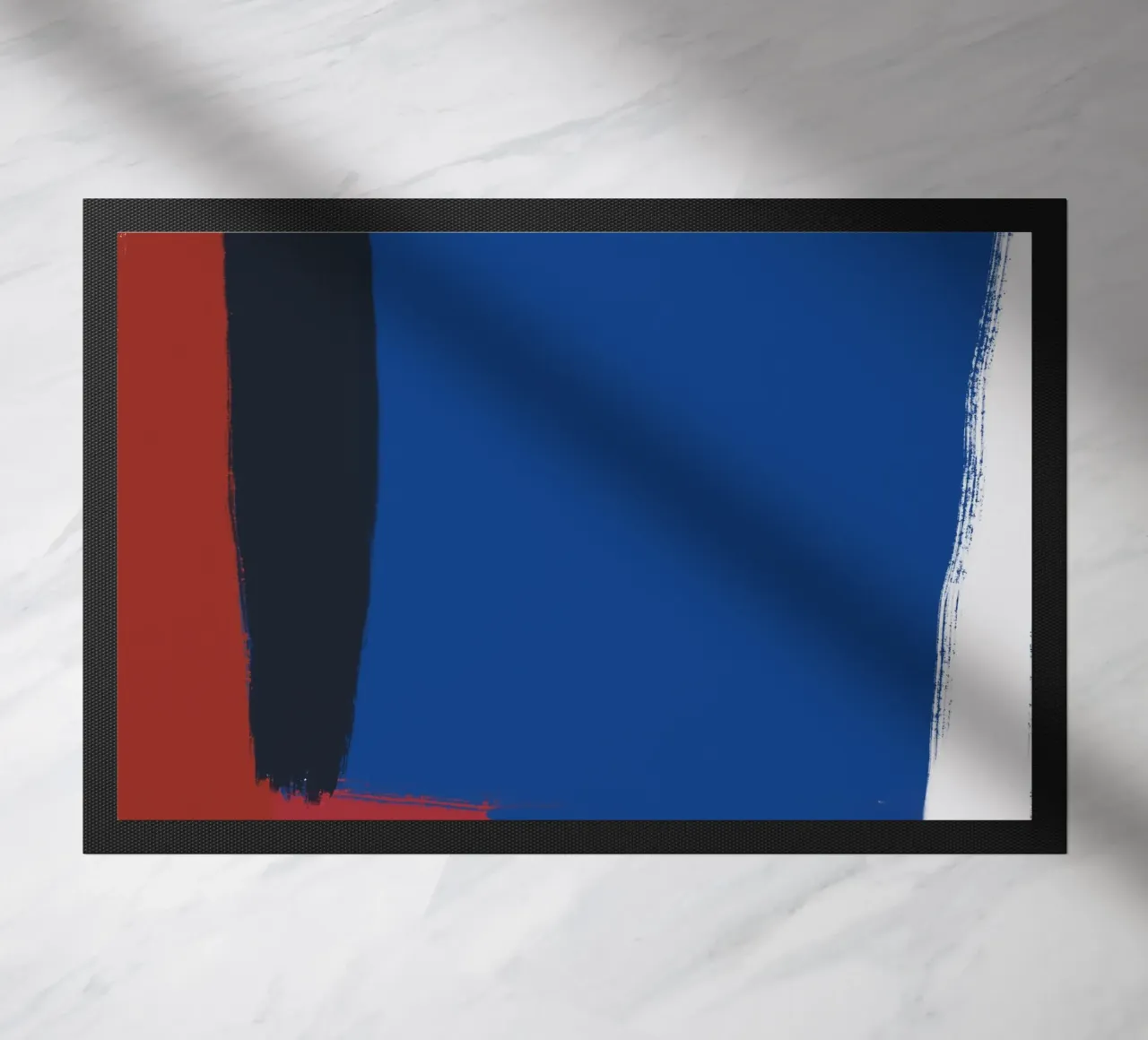Abstract color block composition doormat by Little Dean