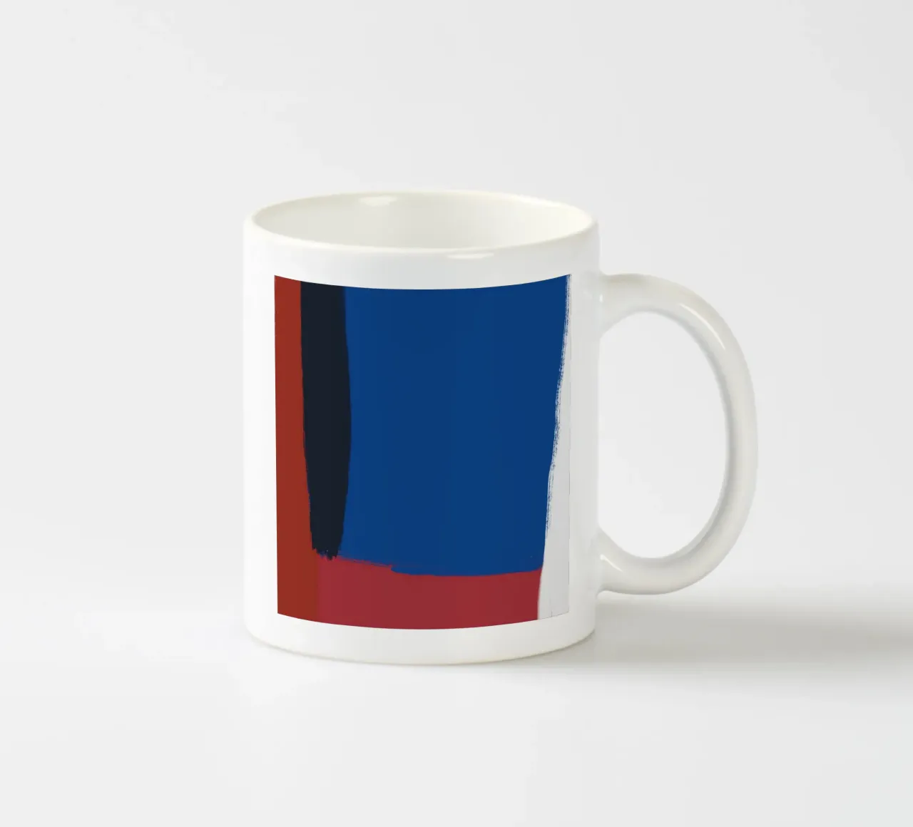 Abstract color block composition ceramic mug by Little Dean