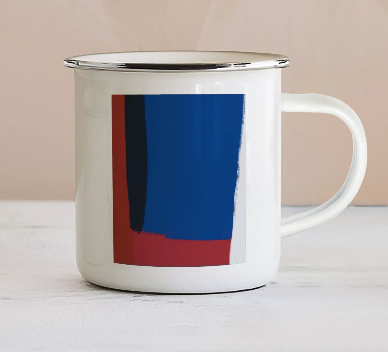 Composizione astratta a blocchi di colore tazza in smalto da Little Dean