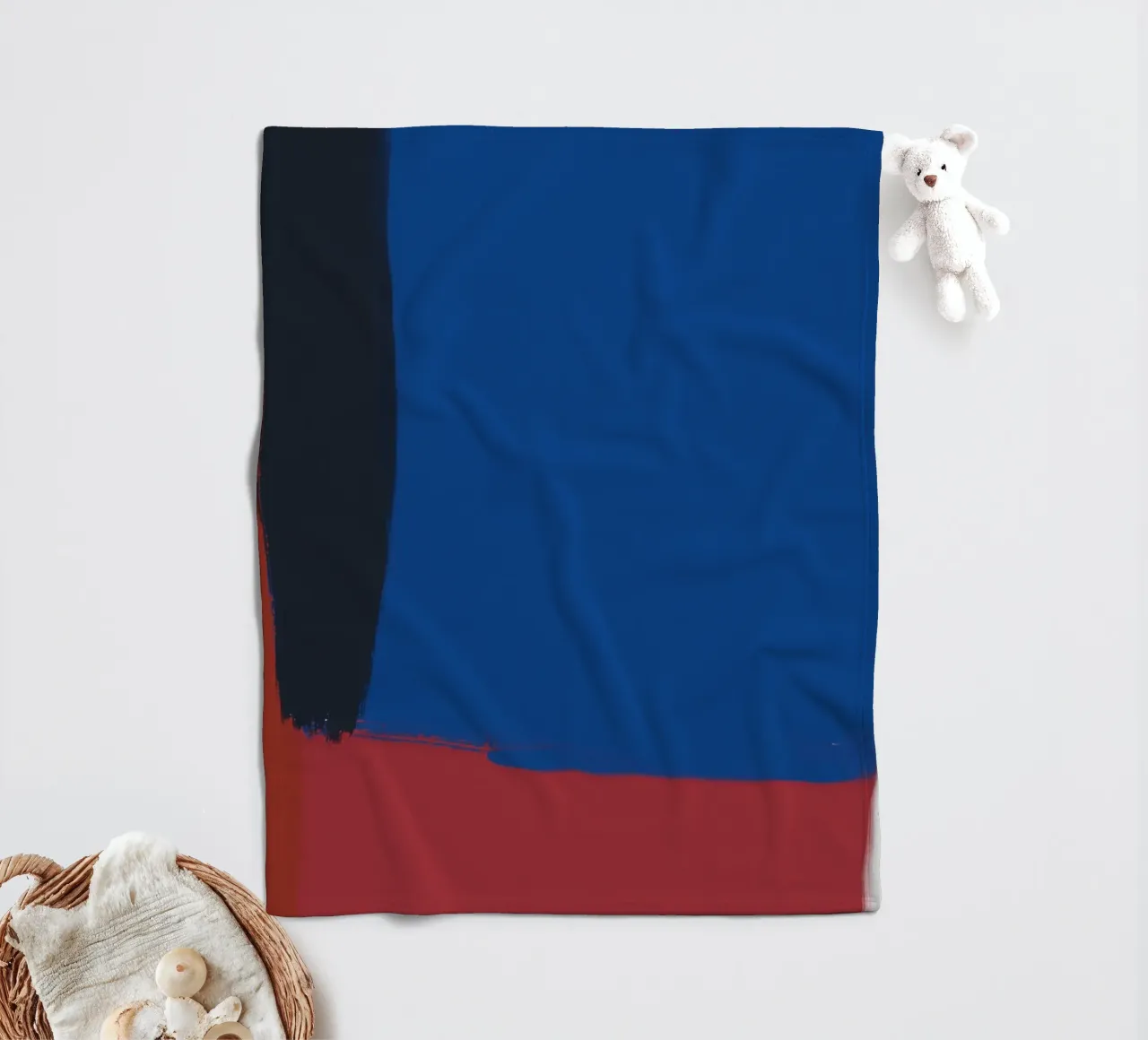 Abstract color block composition fleece blanket by Little Dean