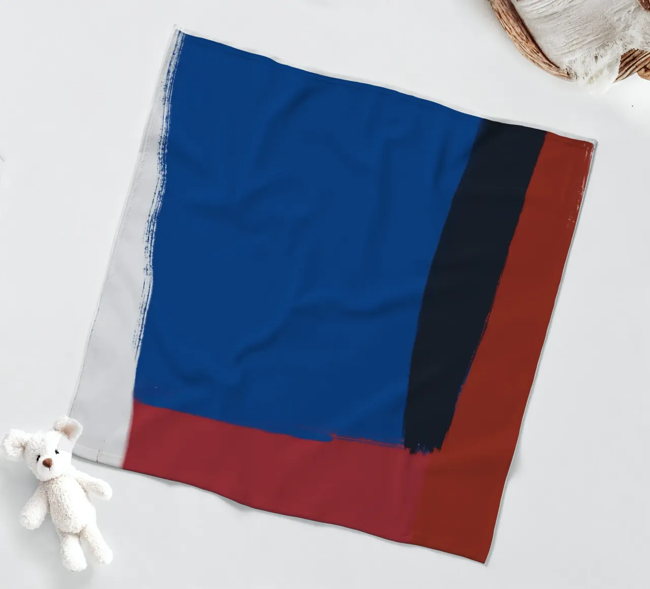 Abstract color block composition fleece blanket by Little Dean