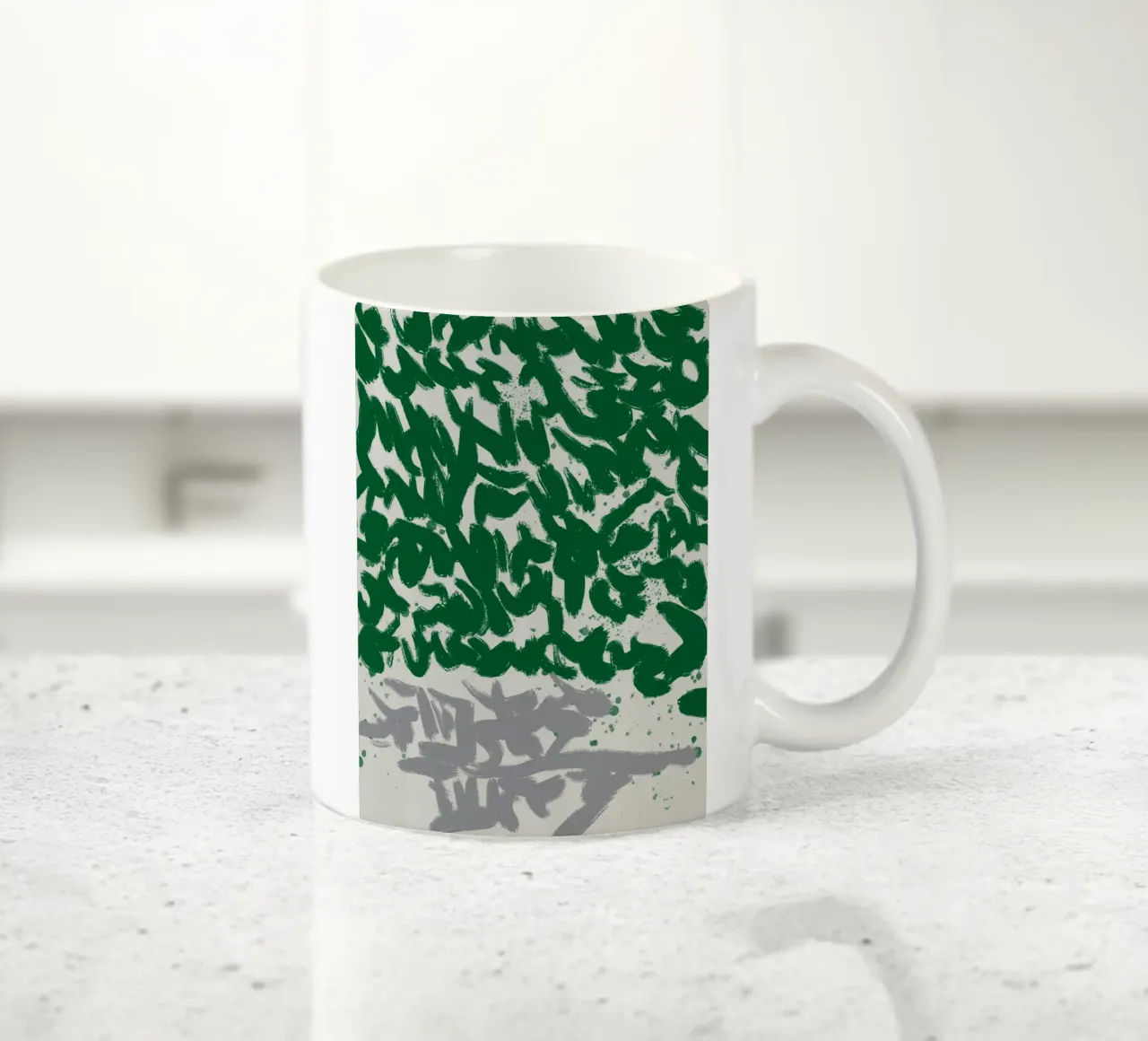 Espressive pennellate astratte in verde tazza in ceramica da Little Dean