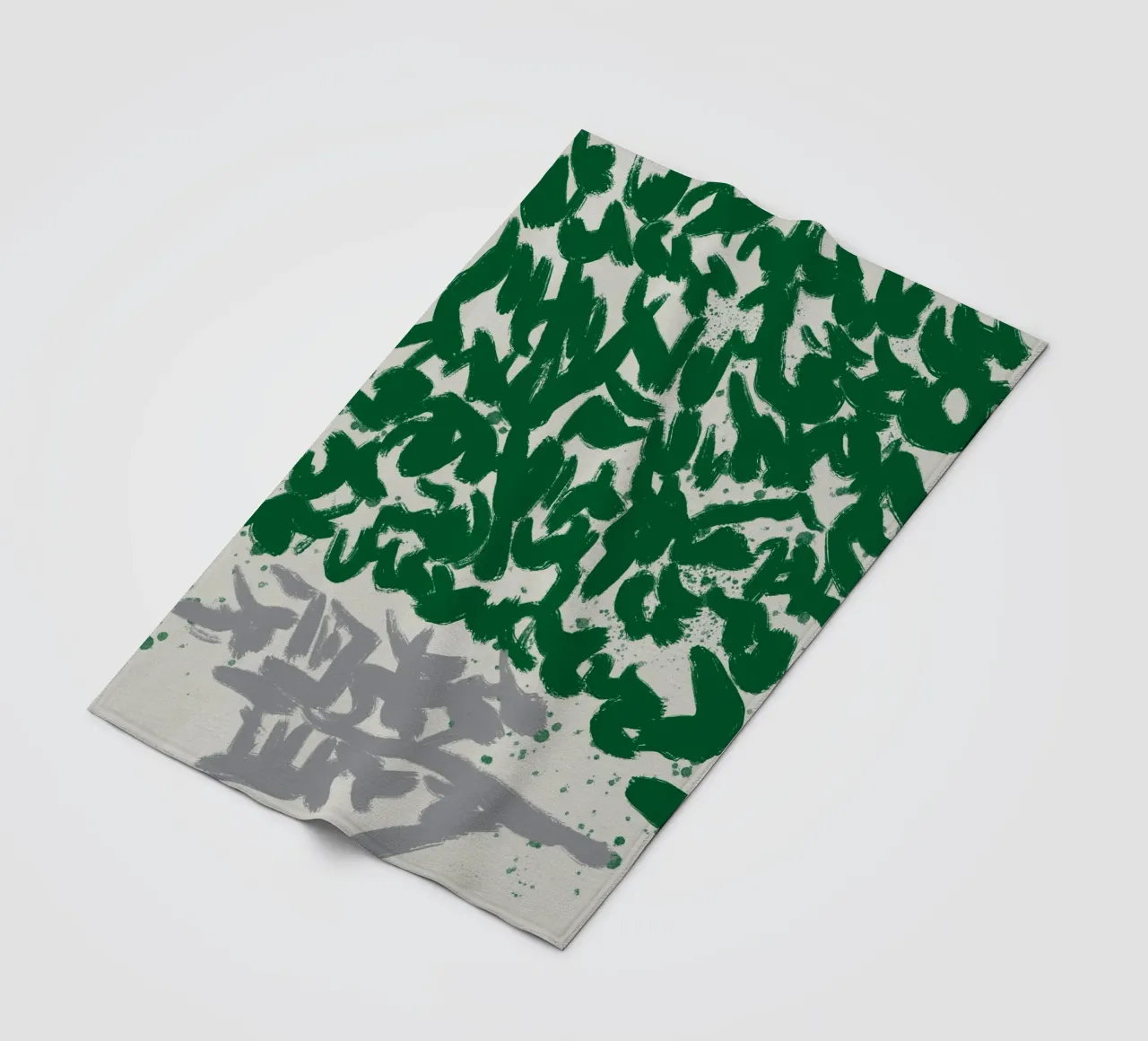 Espressive pennellate astratte in verde coperta in pile da Little Dean