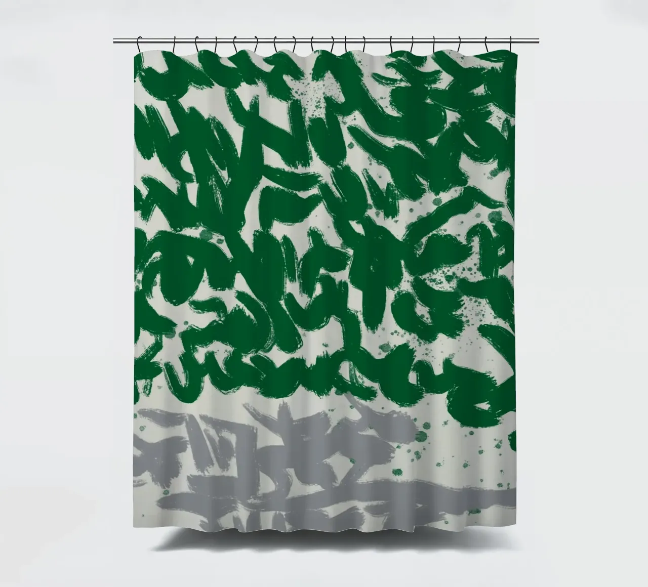 Espressive pennellate astratte in verde tenda da doccia da Little Dean