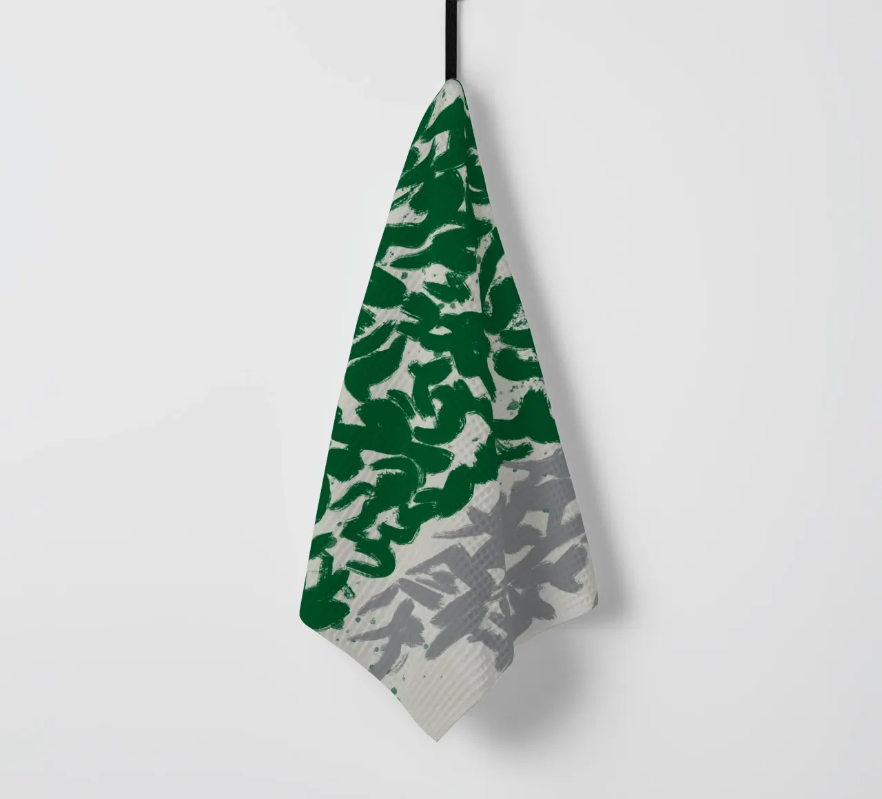 Espressive pennellate astratte in verde canovaccio da cucina da Little Dean