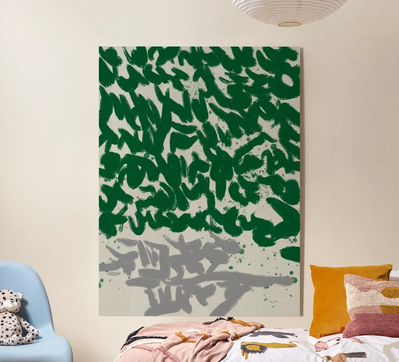 Espressive pennellate astratte in verde plexiglass da Little Dean